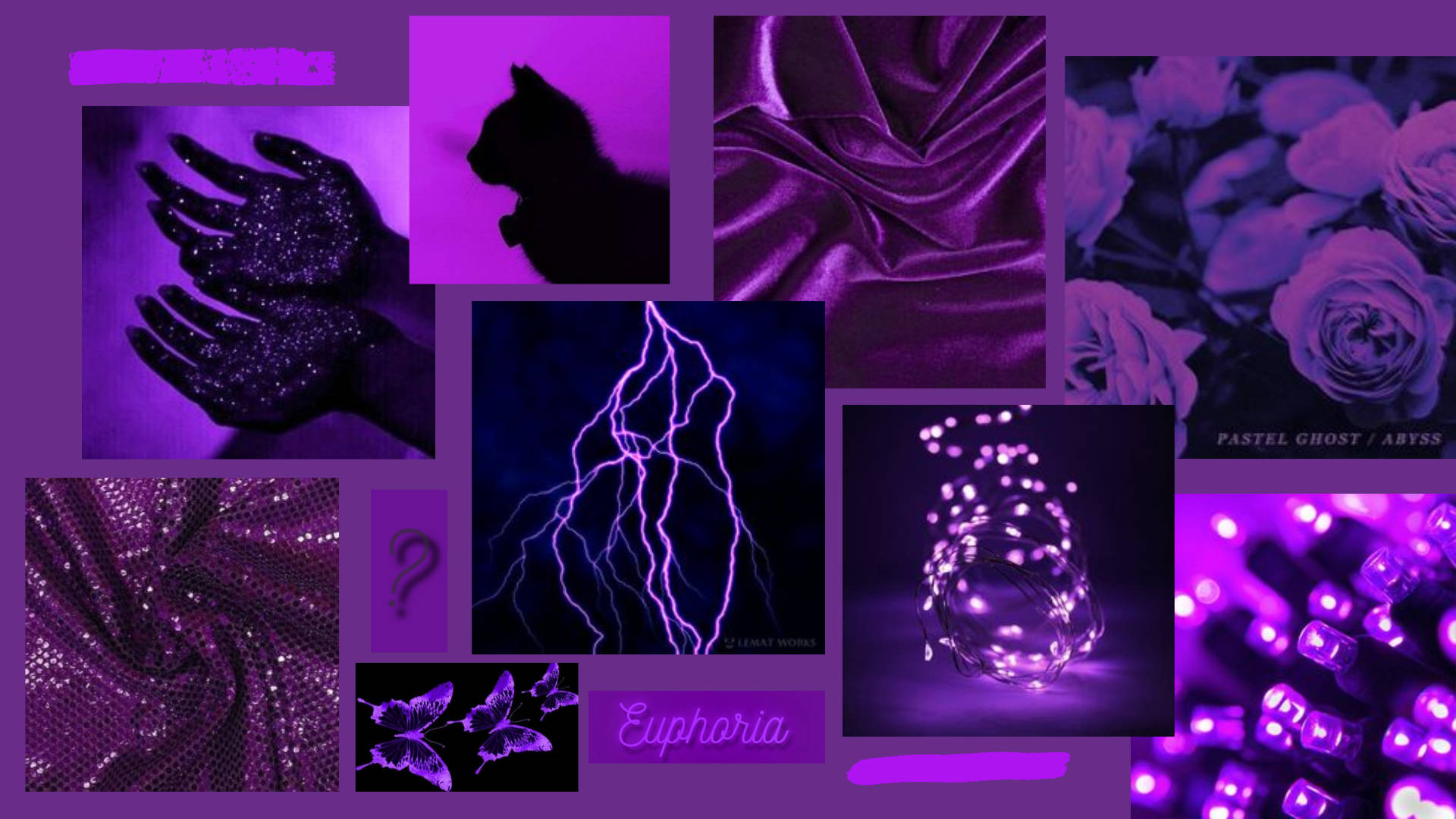 Dark Purple Collage Aesthetic Room Collection Display Background