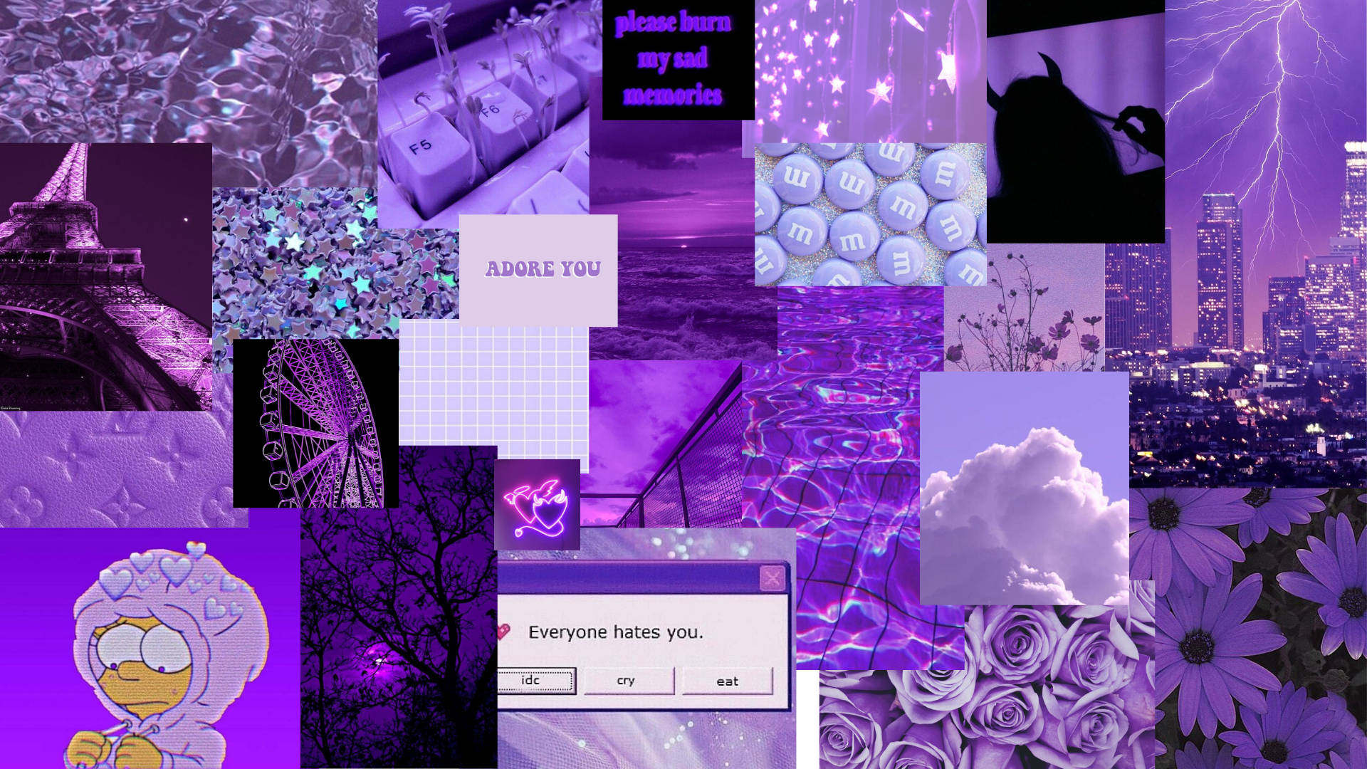 Dark Purple Collage Aesthetic Sad World Background