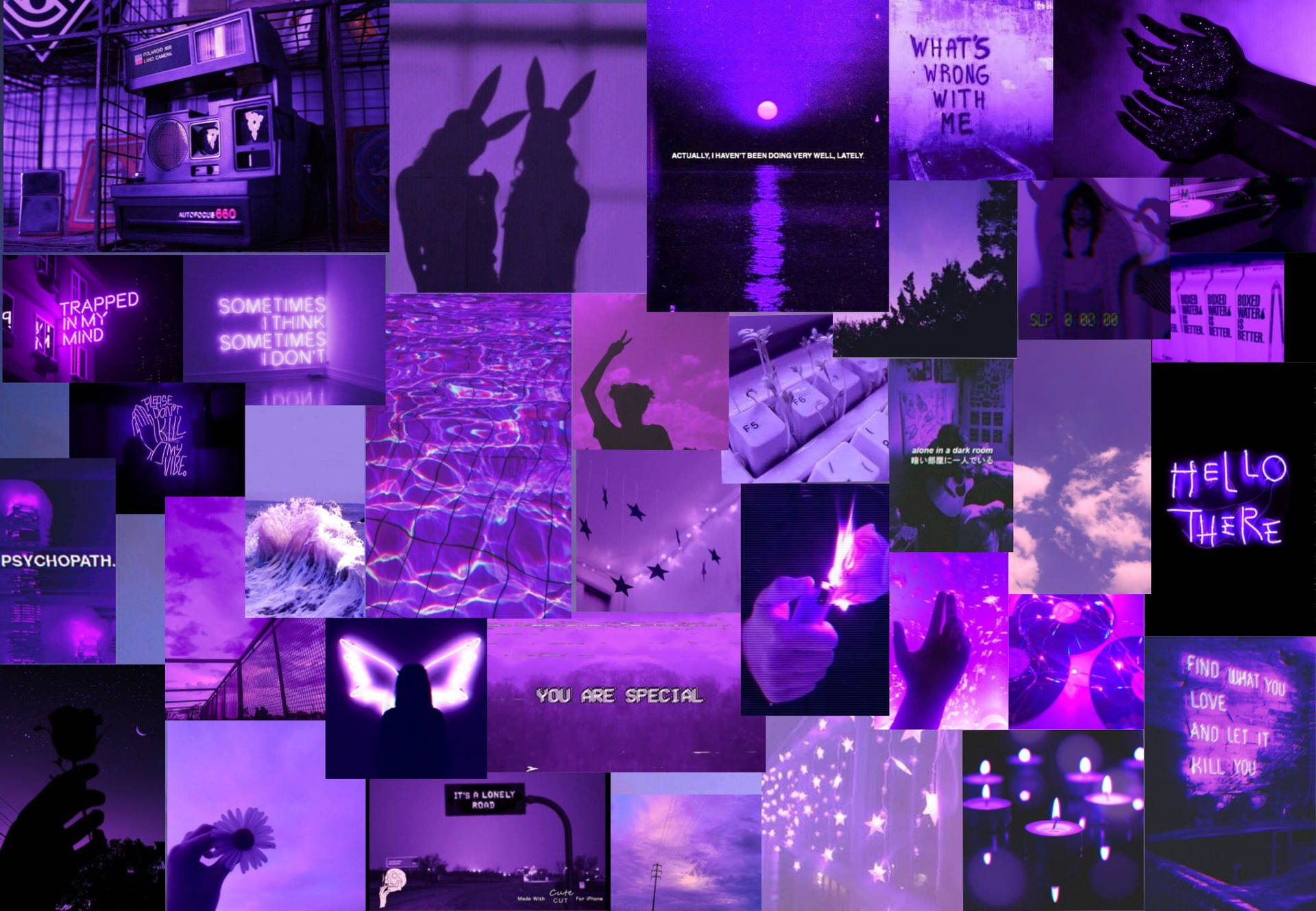 Dark Purple Collage Aesthetic Self Motivation Background