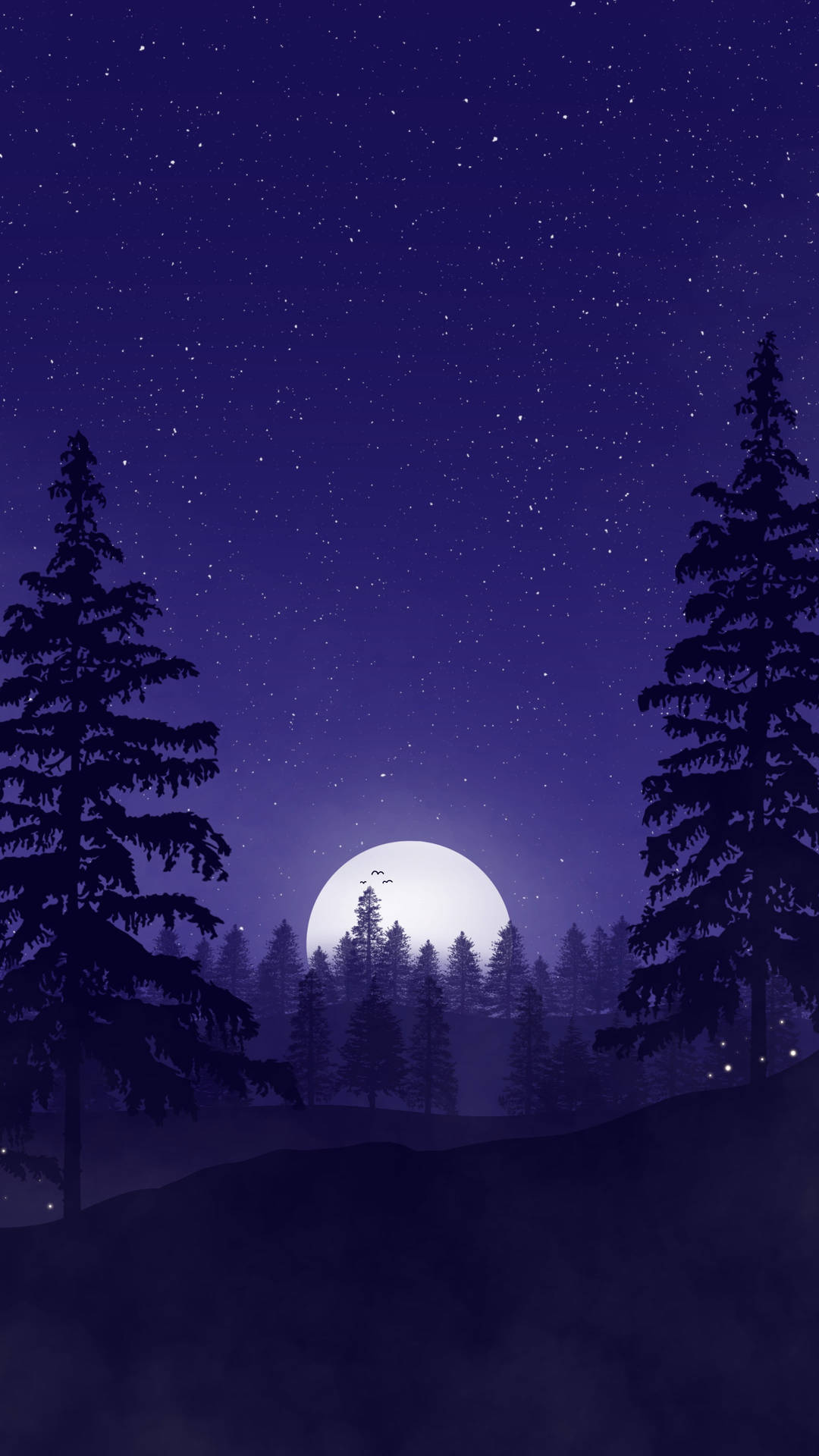 Dark Purple Forest Night Sky Background