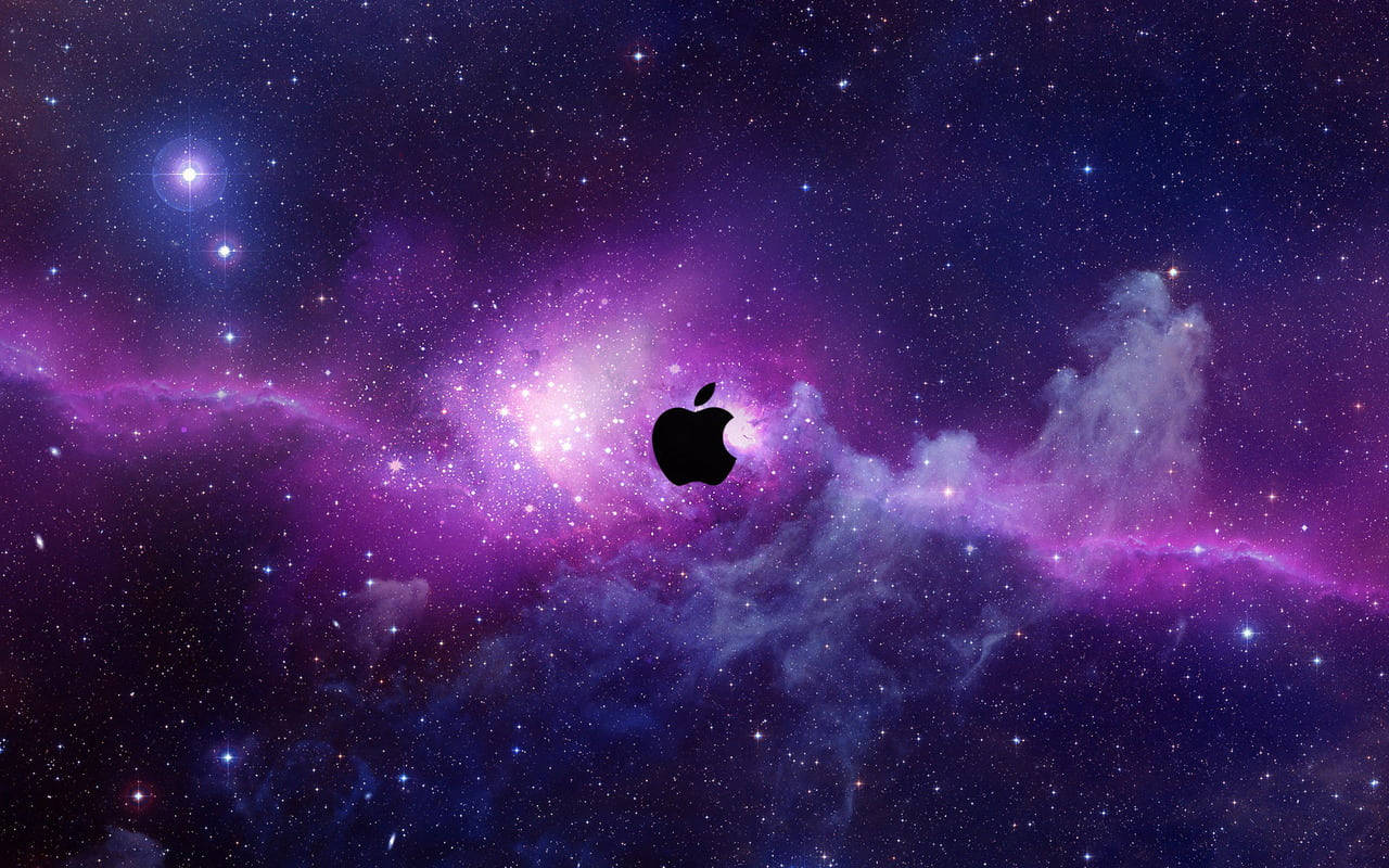 Dark Purple Galaxy Apple Logo Background