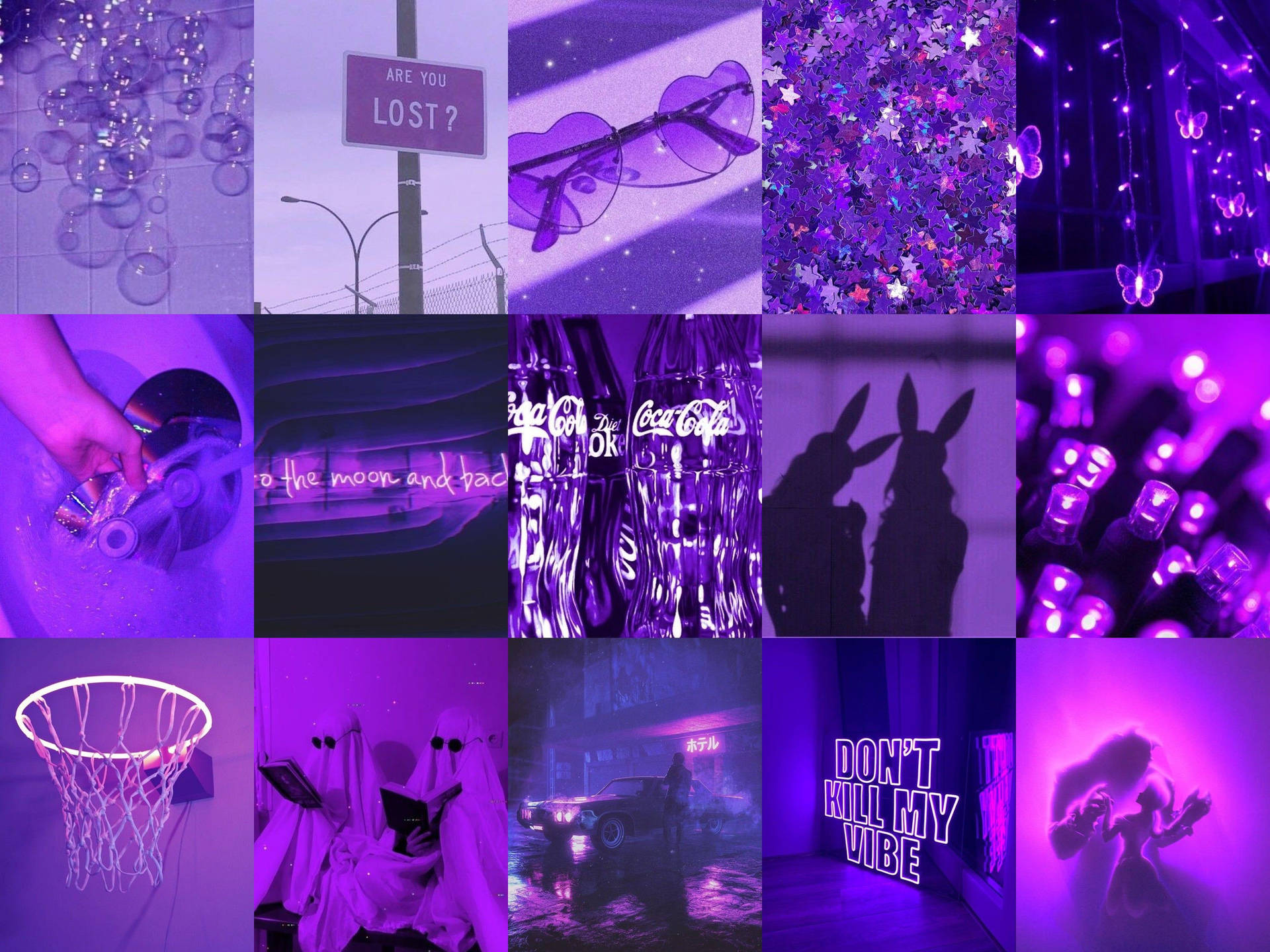 Dark Purple Grid Collage Aesthetic Collection Background