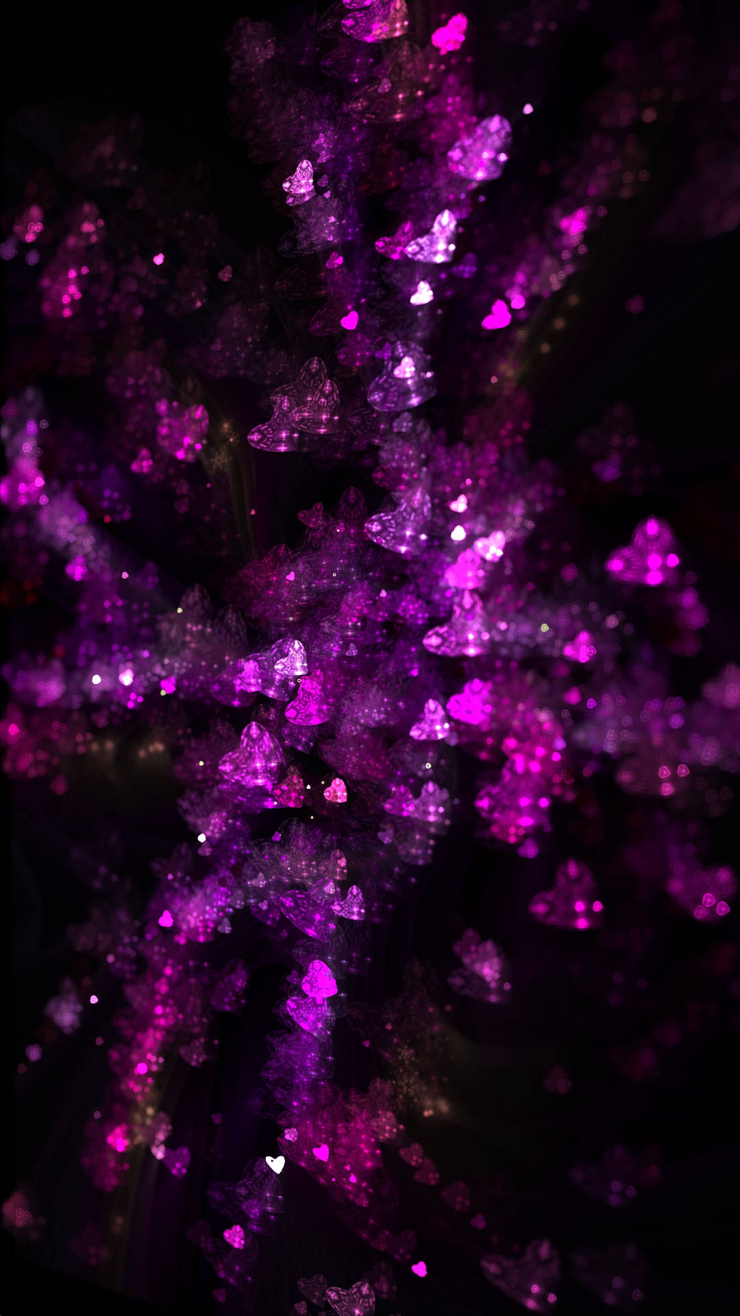 Dark Purple Hearts And Glitters Background