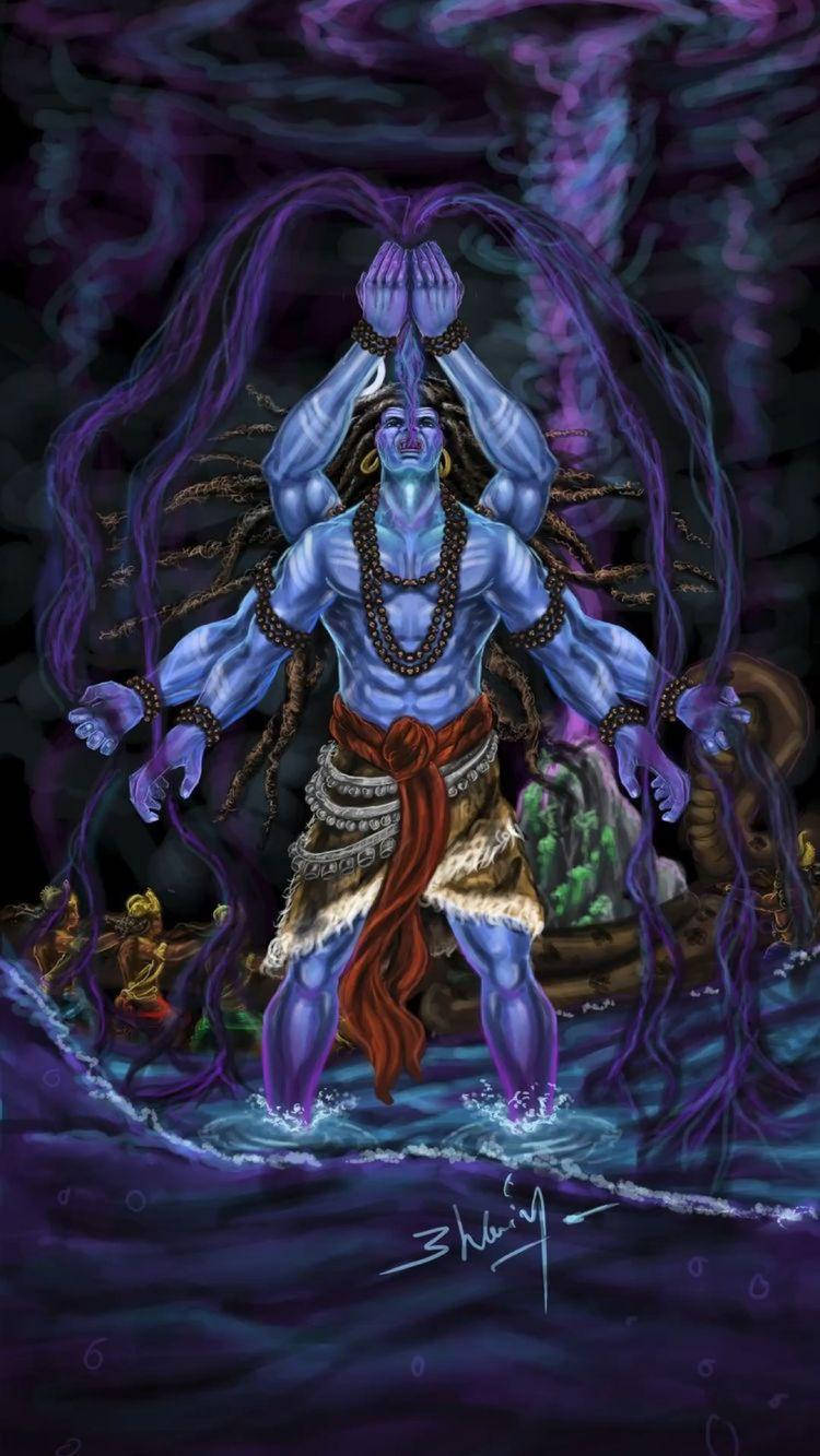 Dark Purple Lord Shiva Angry