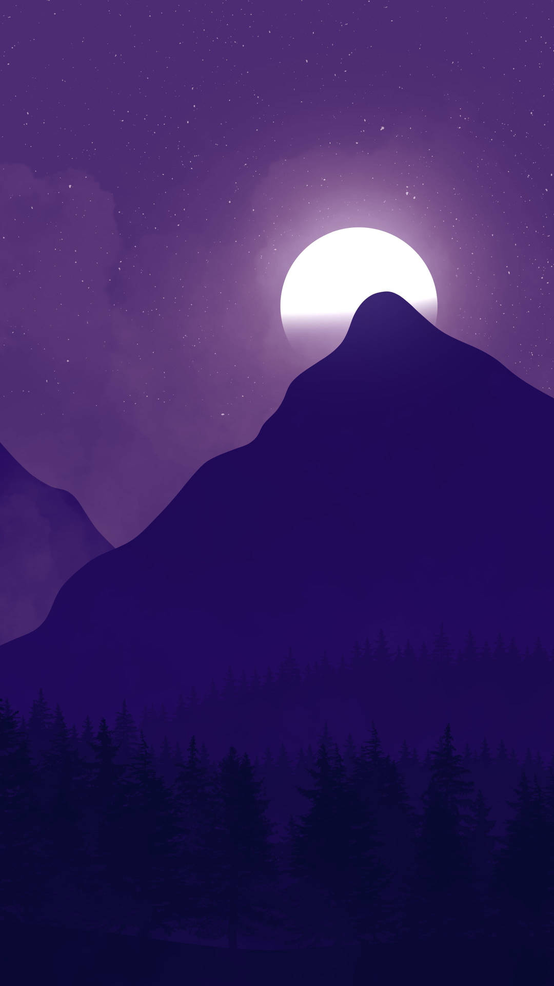 Dark Purple Mountain Moon Sky Background