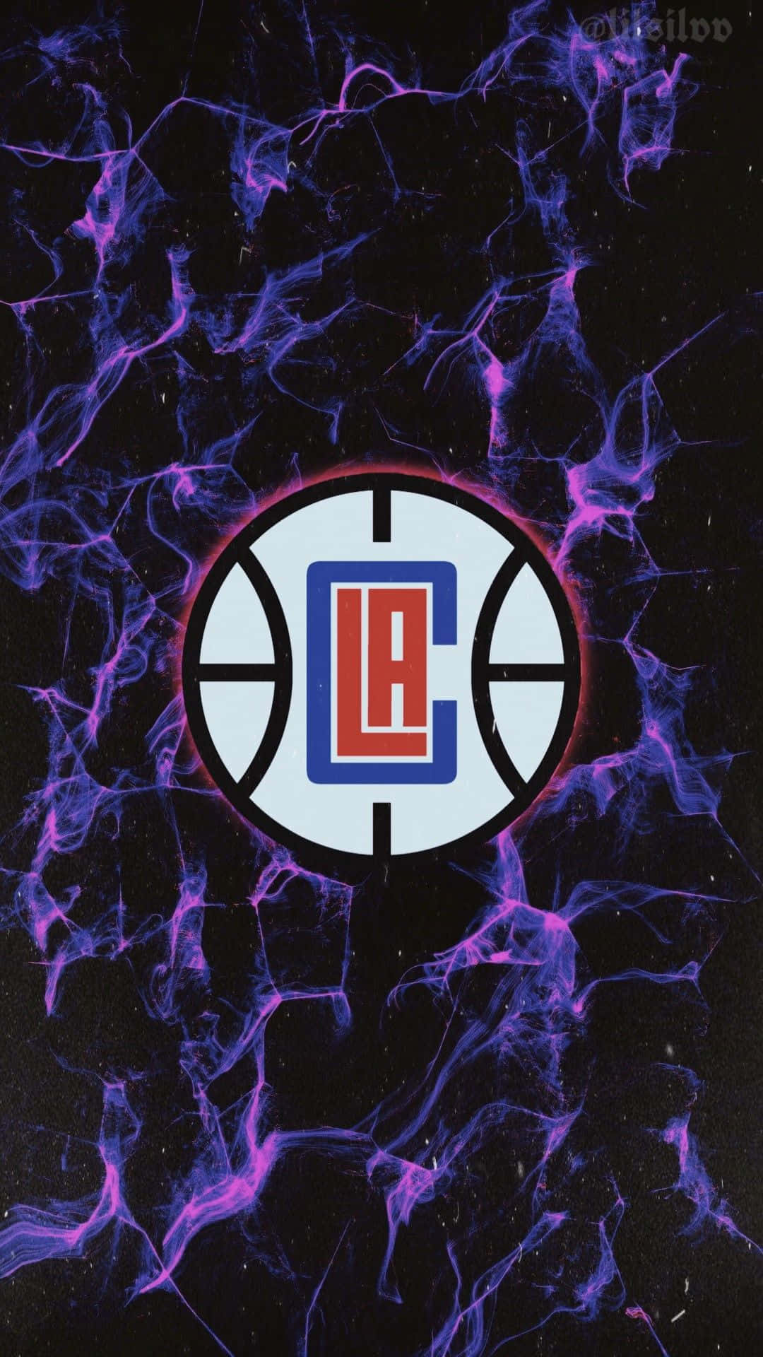 Dark Purple Neon Abstract La Clippers Logo Background