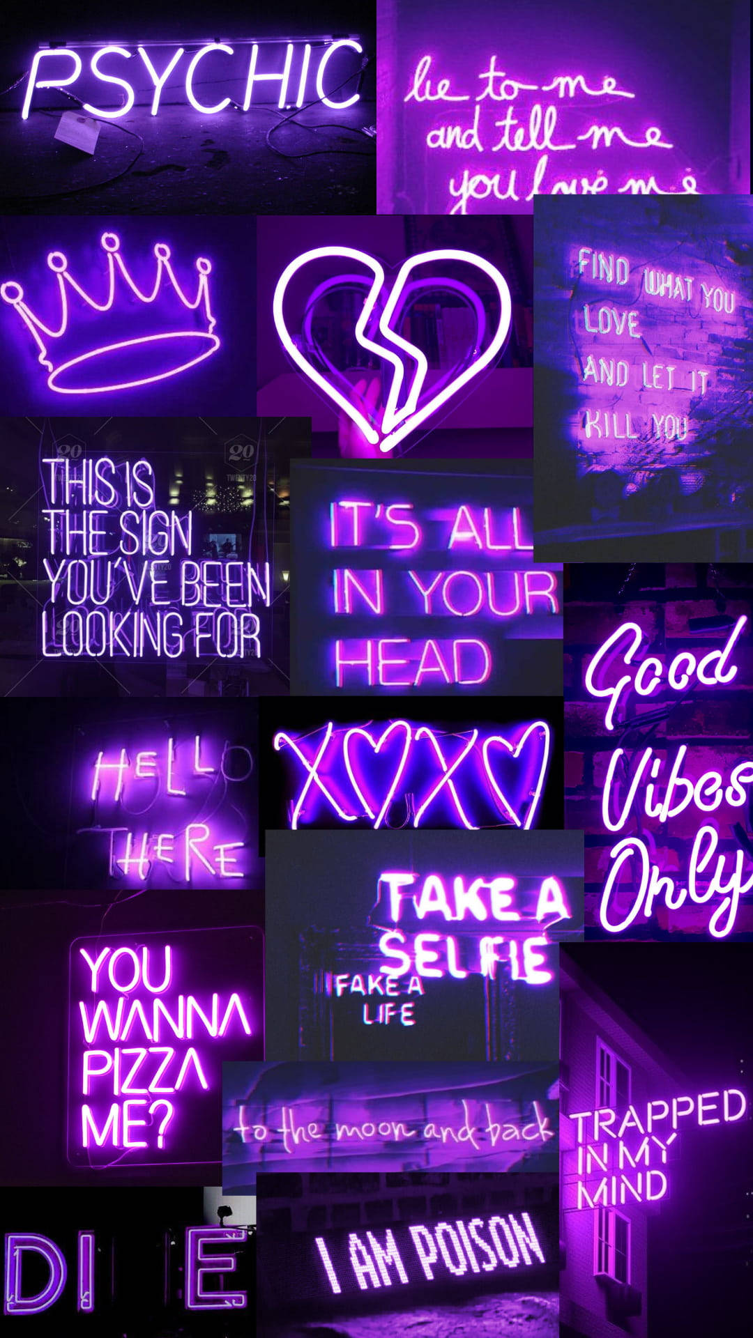 Dark Purple Neon Signages Background