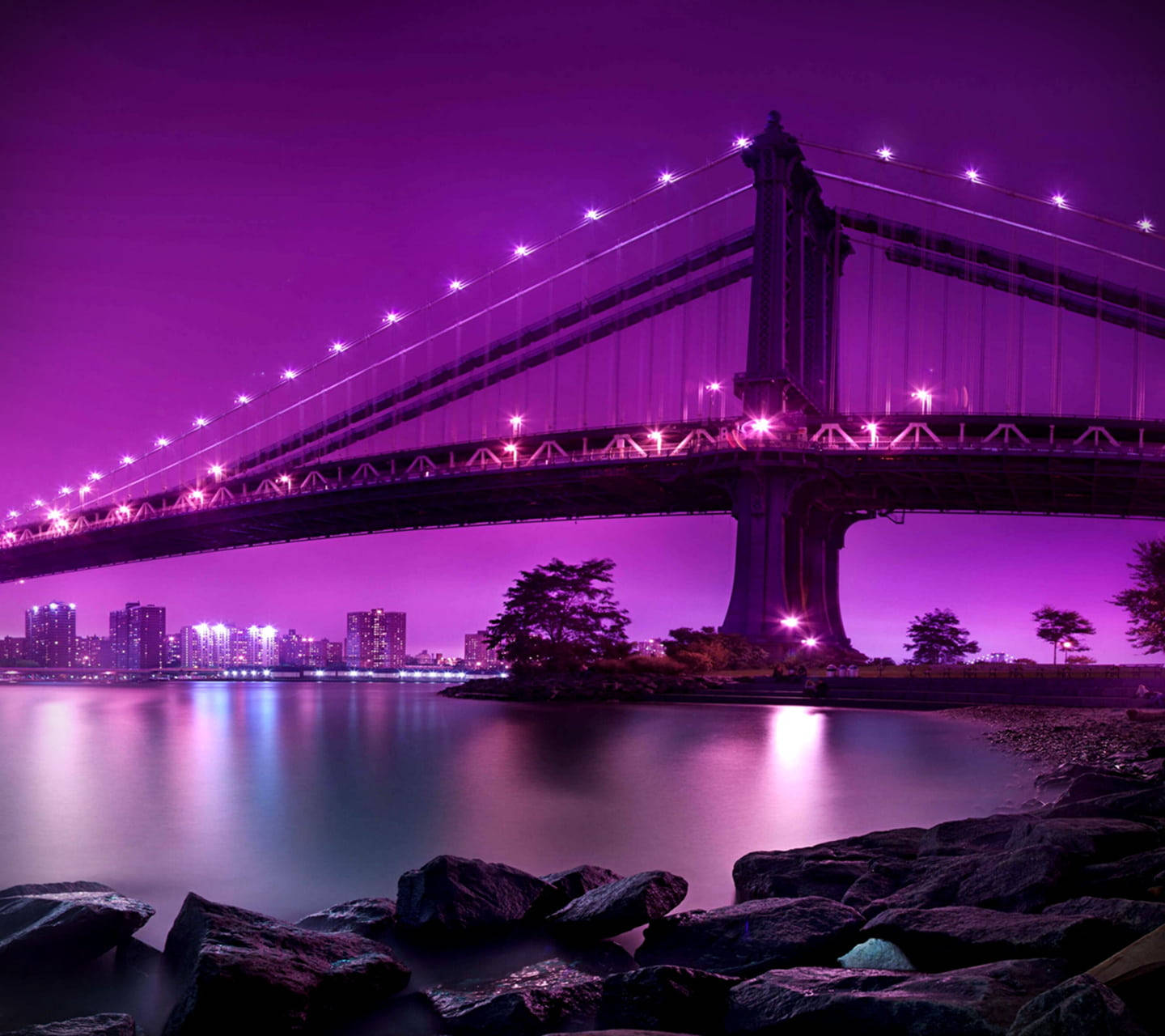 Dark Purple Sky And Bridge Background