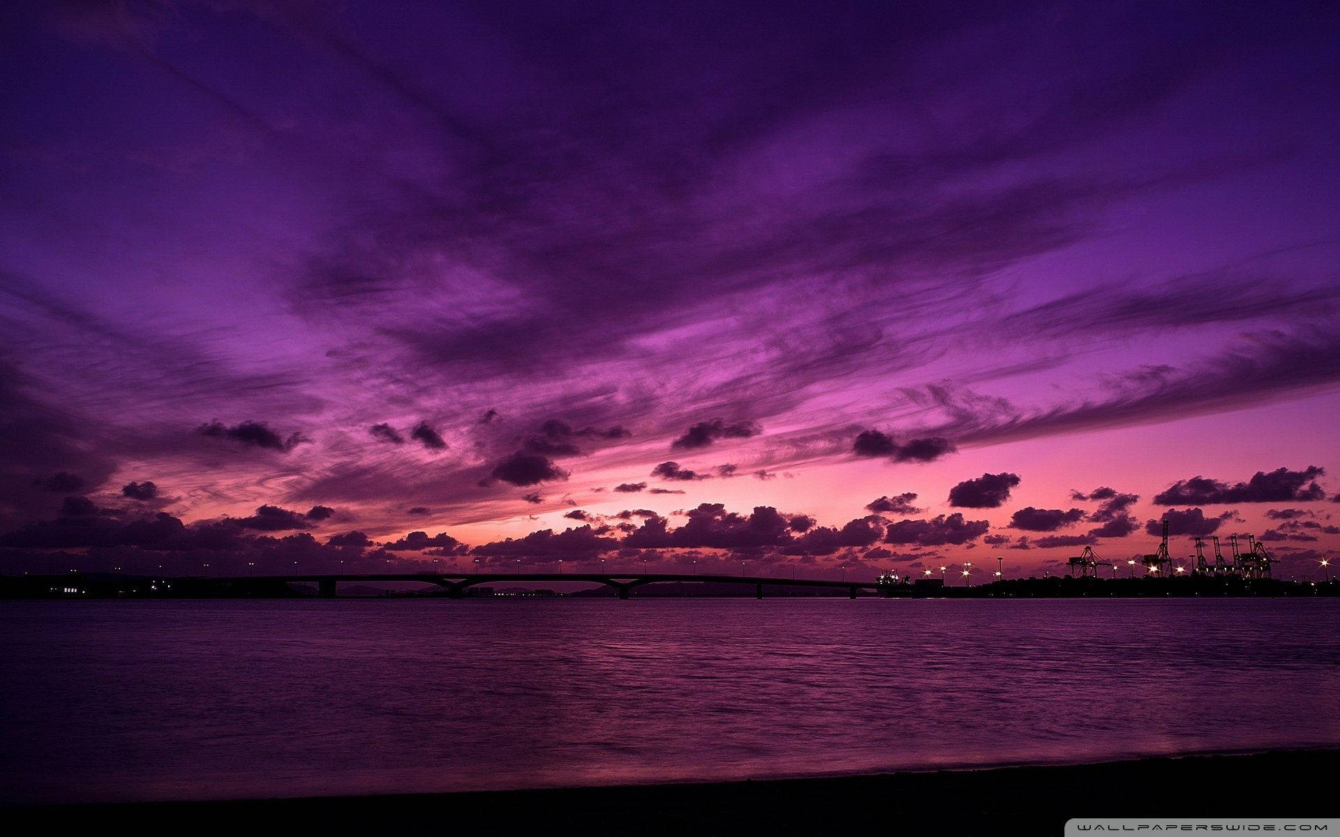 Dark Purple Sunset Aesthetic Background