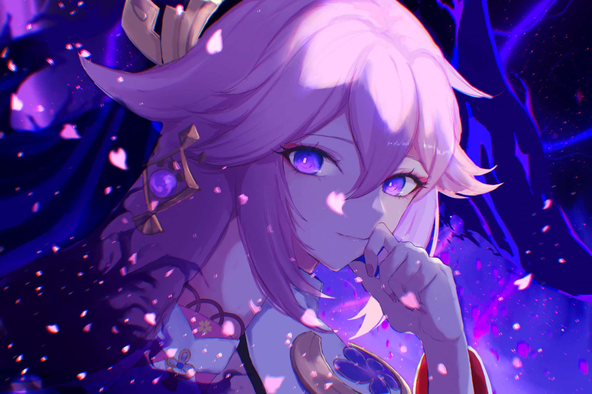 Dark Purple Yae Miko Pfp Background