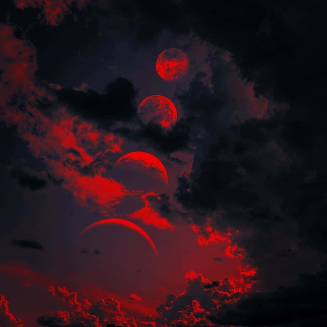 Dark Red Aesthetic Moon Phases Background