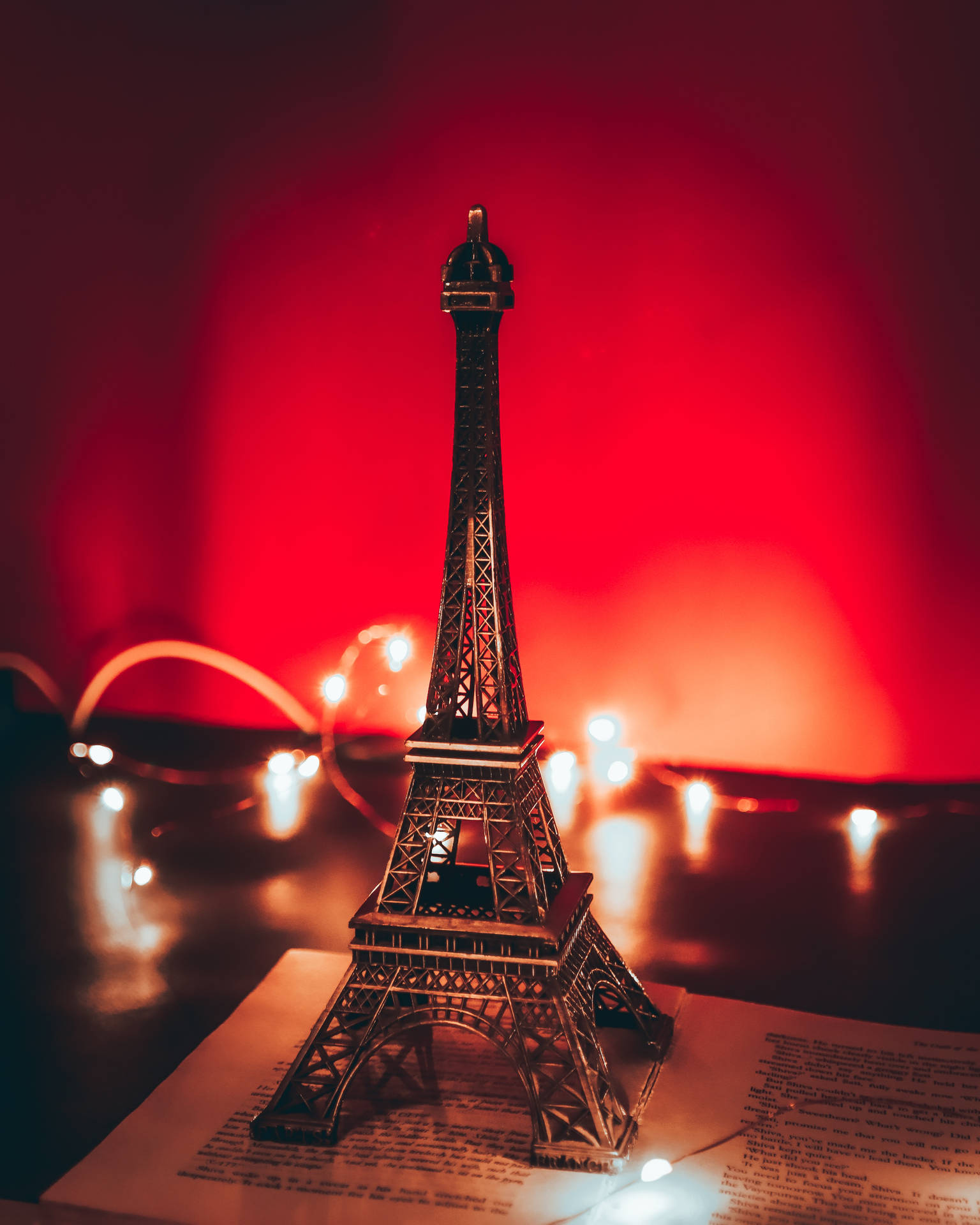 Dark Red Eiffel Tower Background