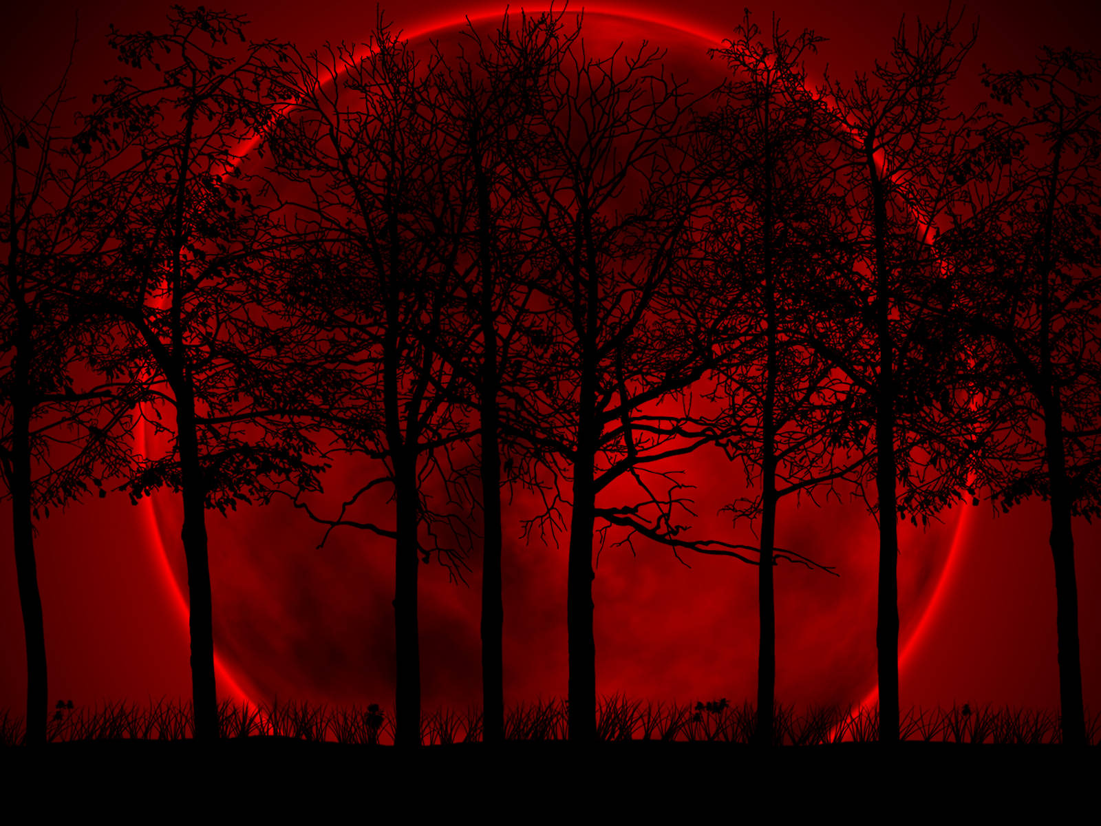 Dark Red Glowing Moon Background