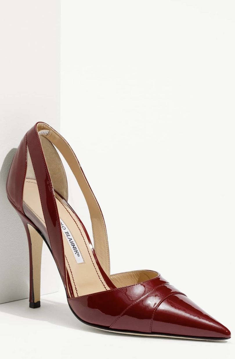 Dark Red Manolo Blahnik Pumps Background