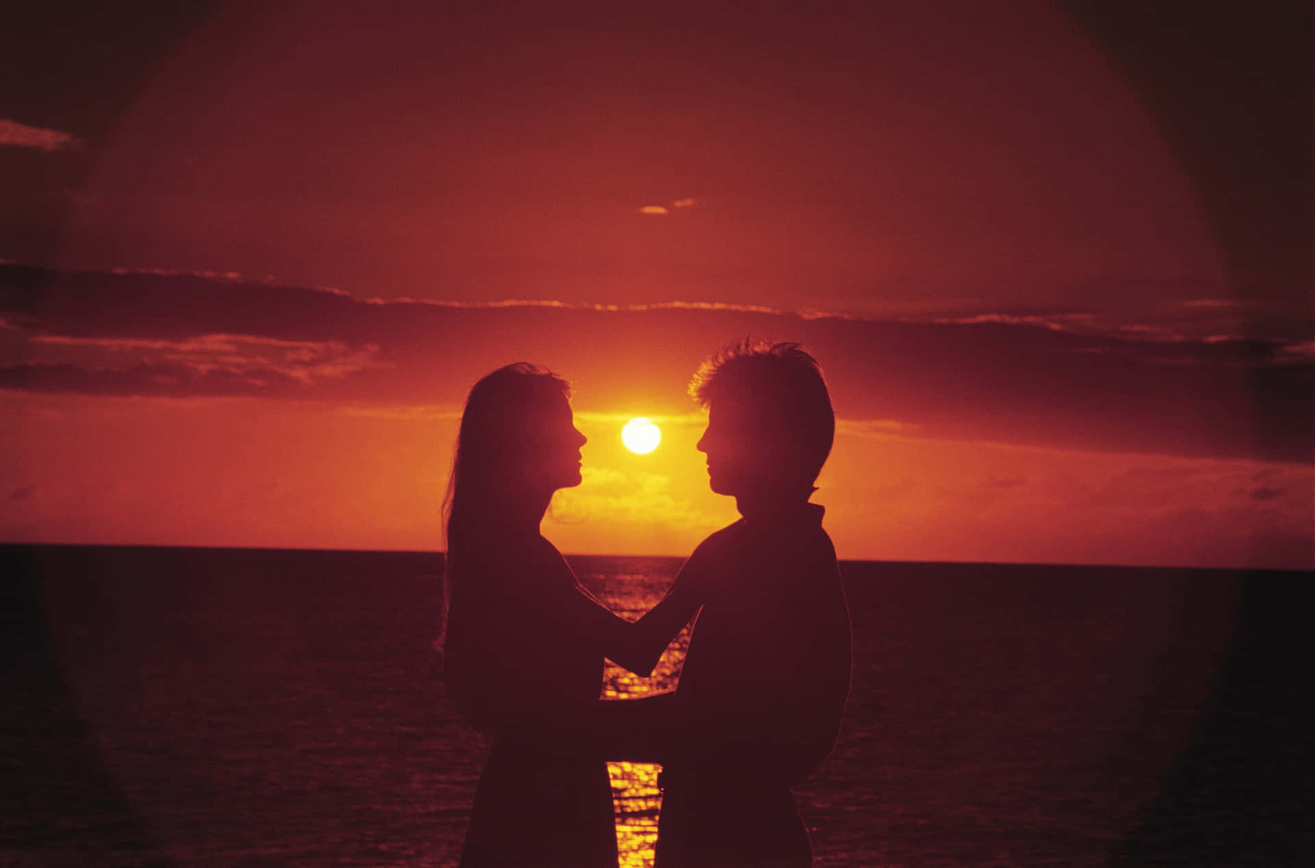 Dark Red Sunset Couple