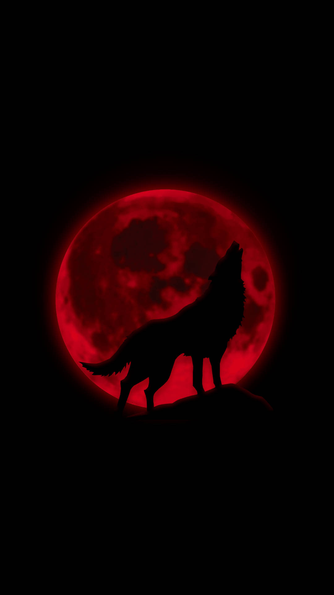 Dark Red Wolf Moon
