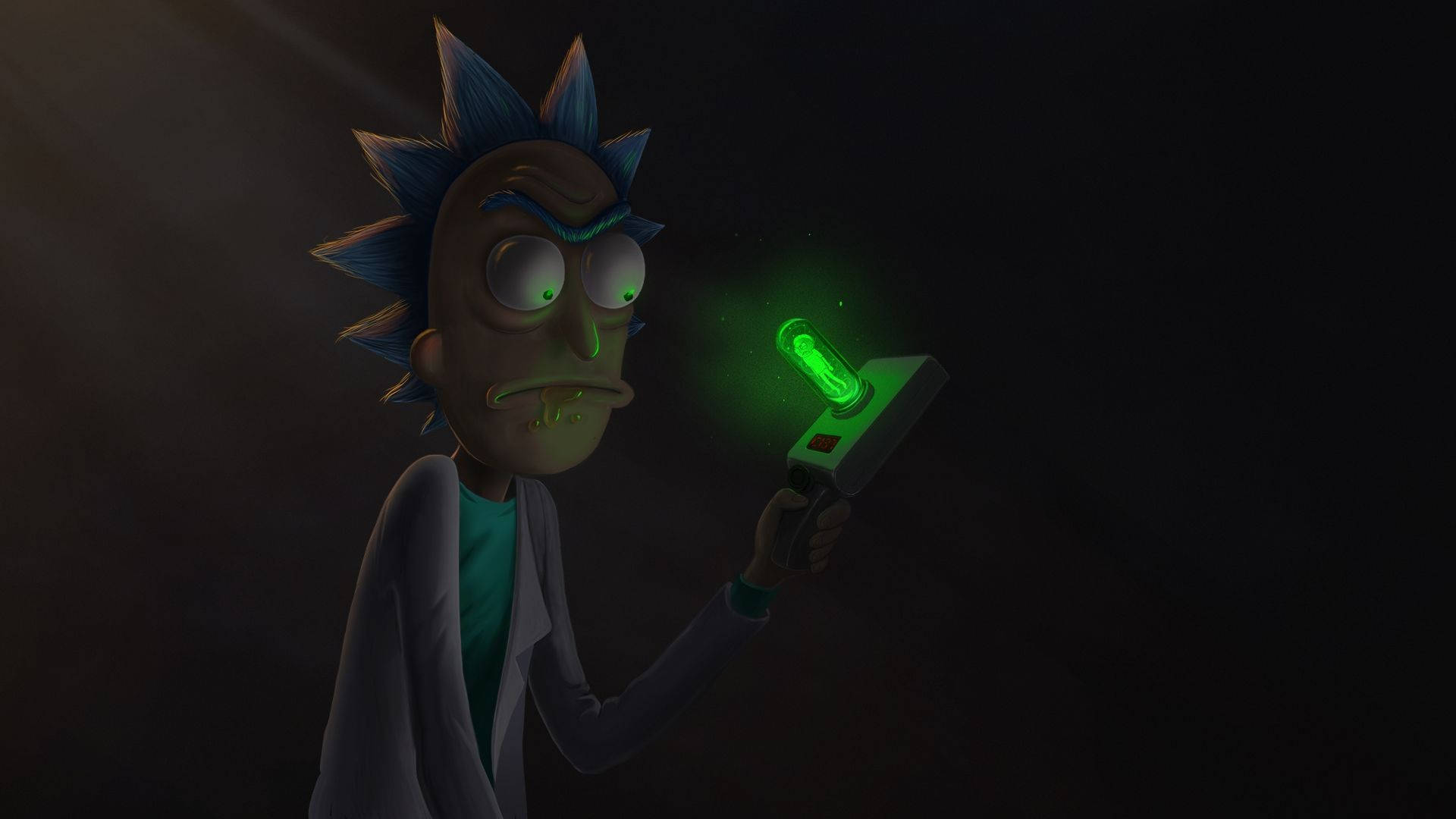 Dark Rick And Morty Stoner With Portal Gun Background