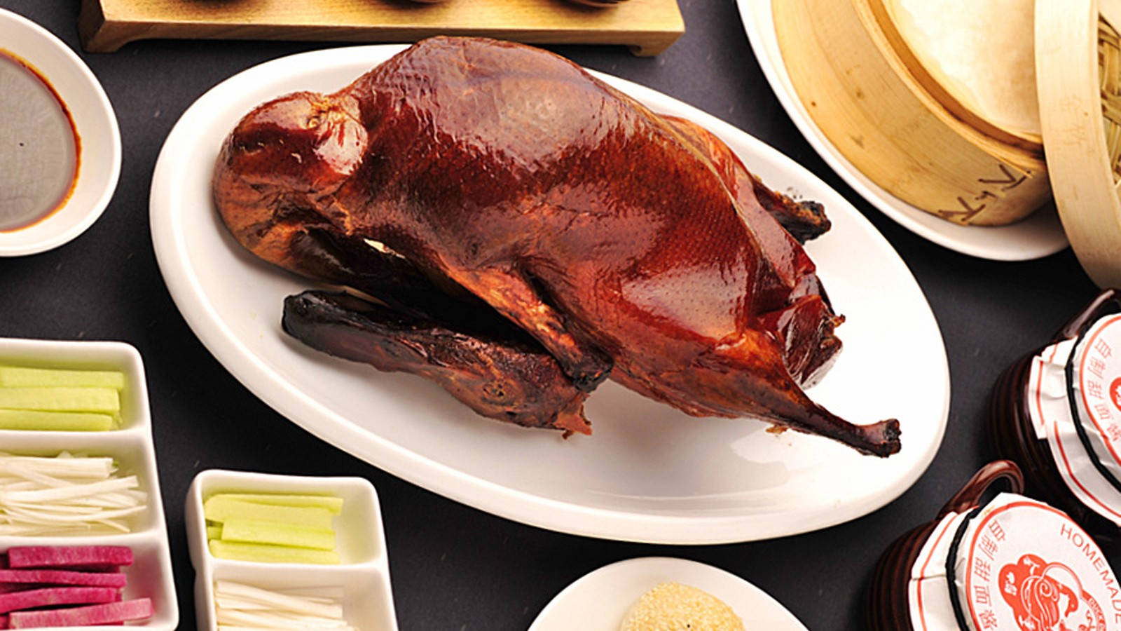 Dark Roasted Whole Peking Duck Background