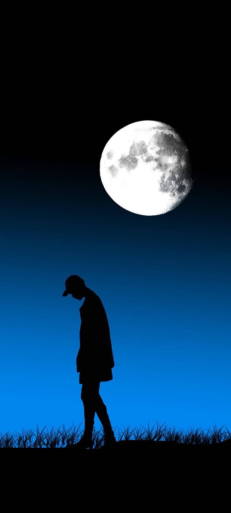 Dark Sad Man And Moon Background