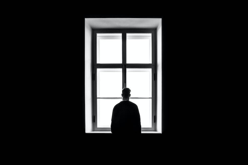 Dark Sad Man And Window Background