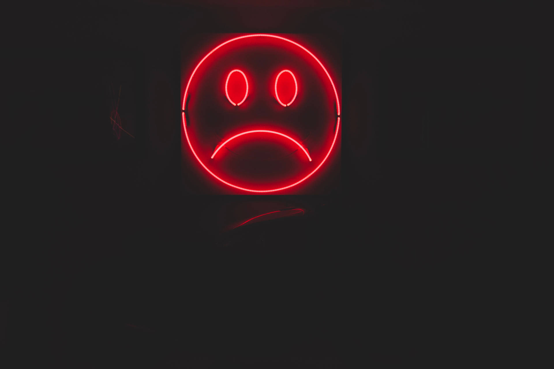 Dark Sad Red Neon Lonely Face Background