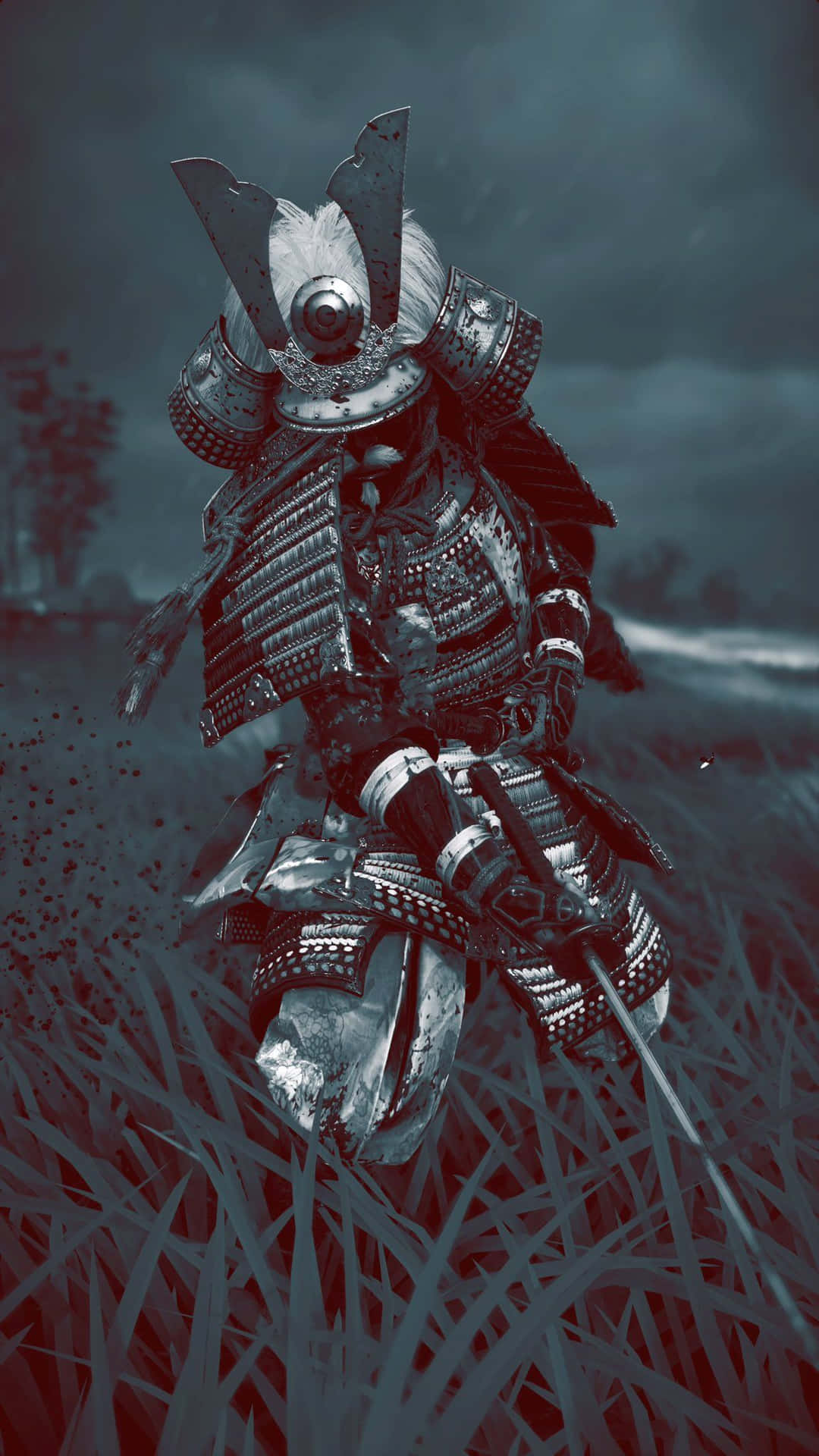 Dark Samurai In Farm Background