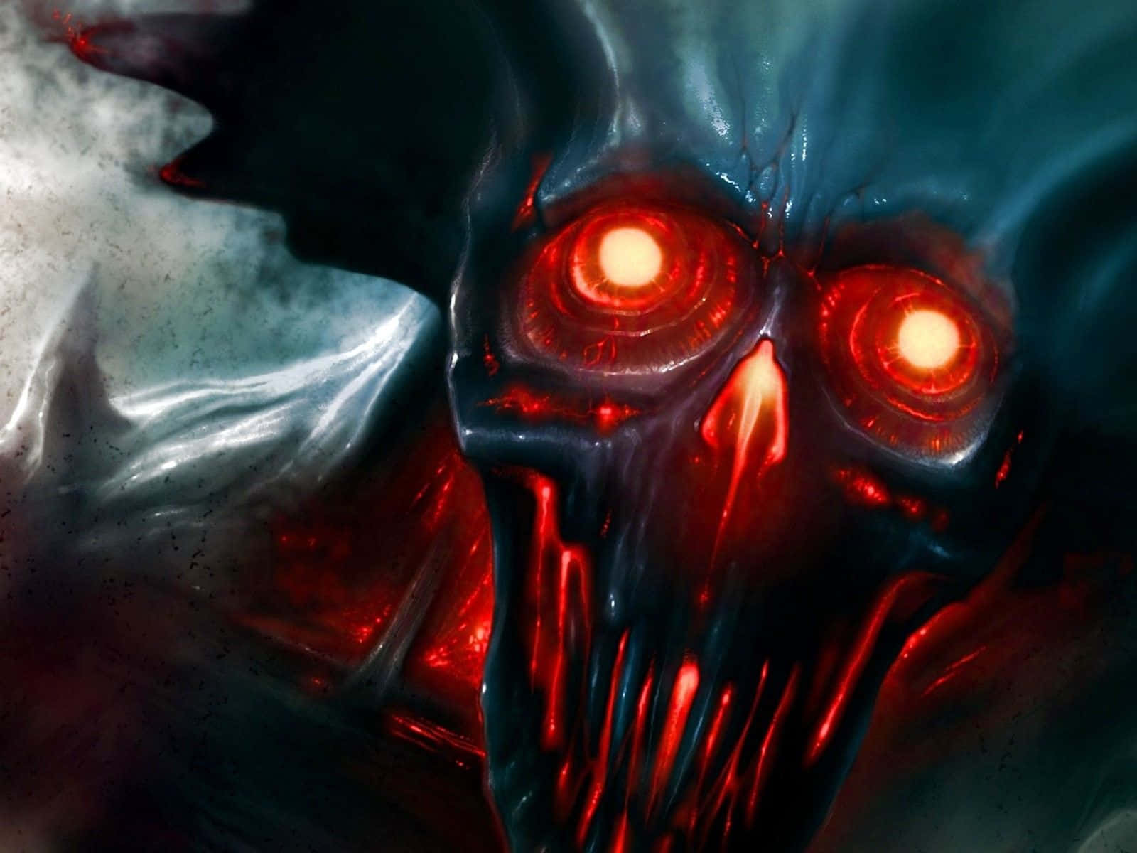 Dark Scary Fiery Skull Monster Background