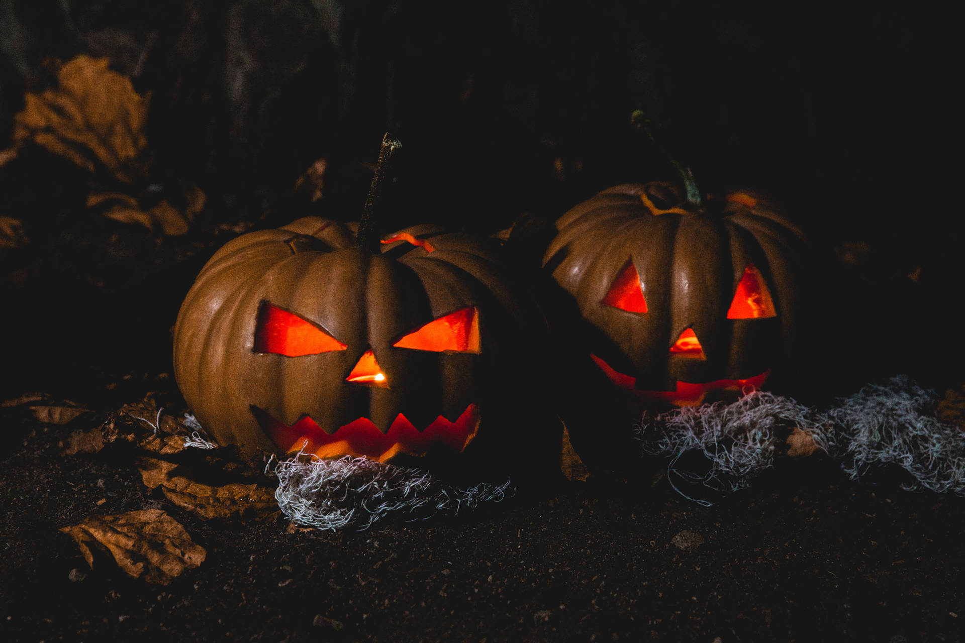 Dark Scary Pumpkin On Halloween Background