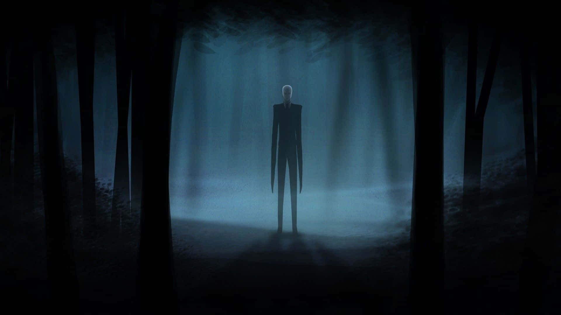 Dark Scary Tall Creature In The Foggy Forest