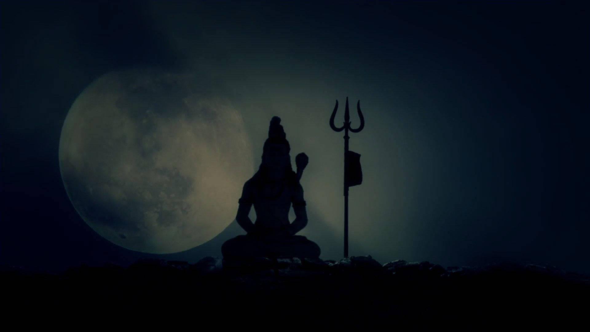 Dark Shiva Cloudy Full Moon Silhouette