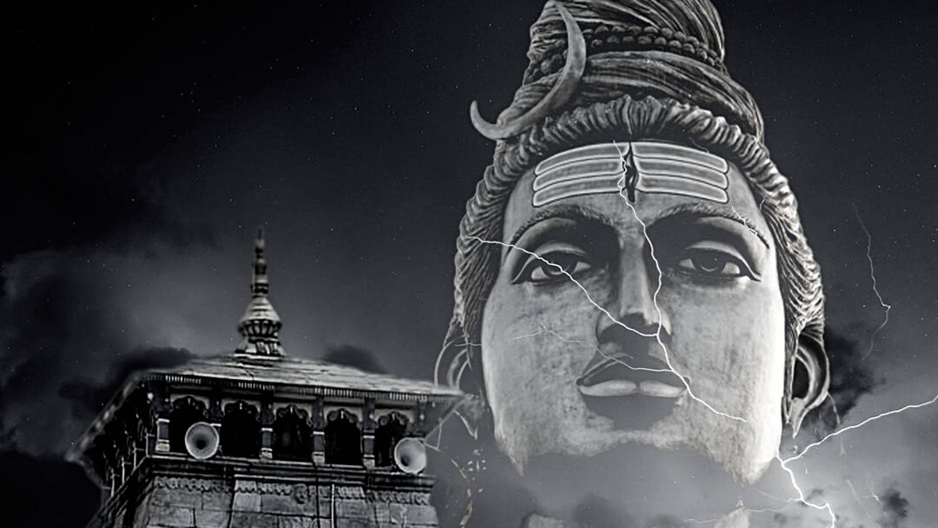 Dark Shiva Faded Head Temple Background