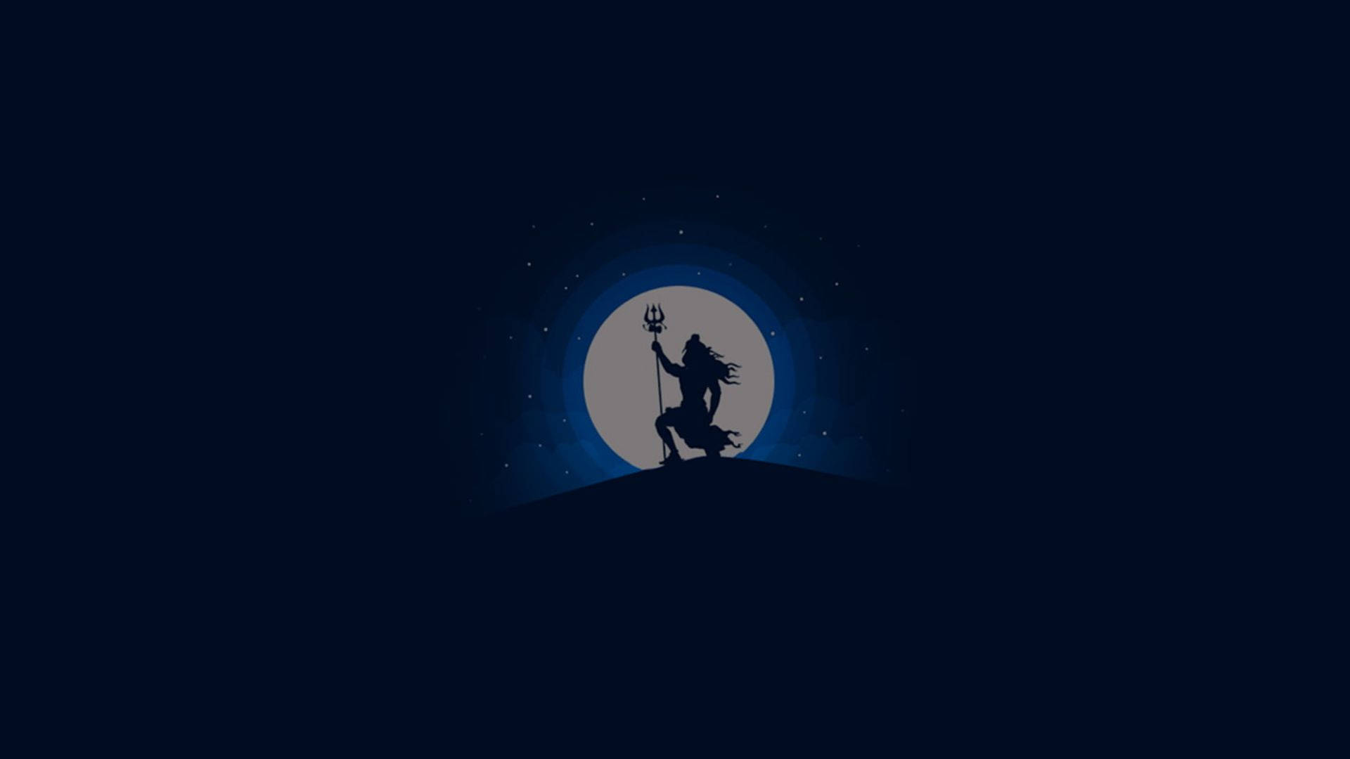 Dark Shiva Moon Kneeling Silhouette