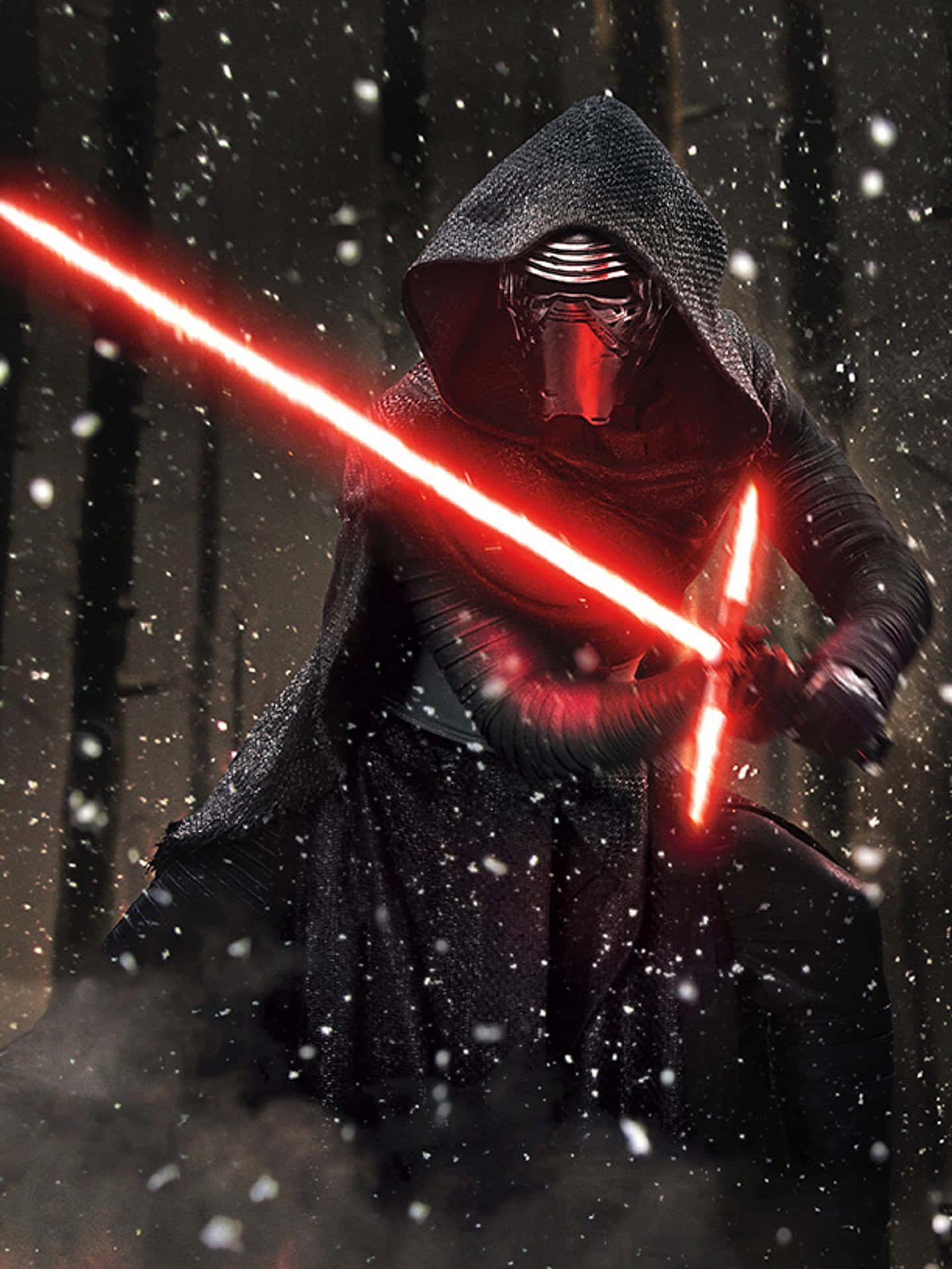 Dark Side Of The Force, Textured Artwork Of Kylo Ren On An Iphone. Background