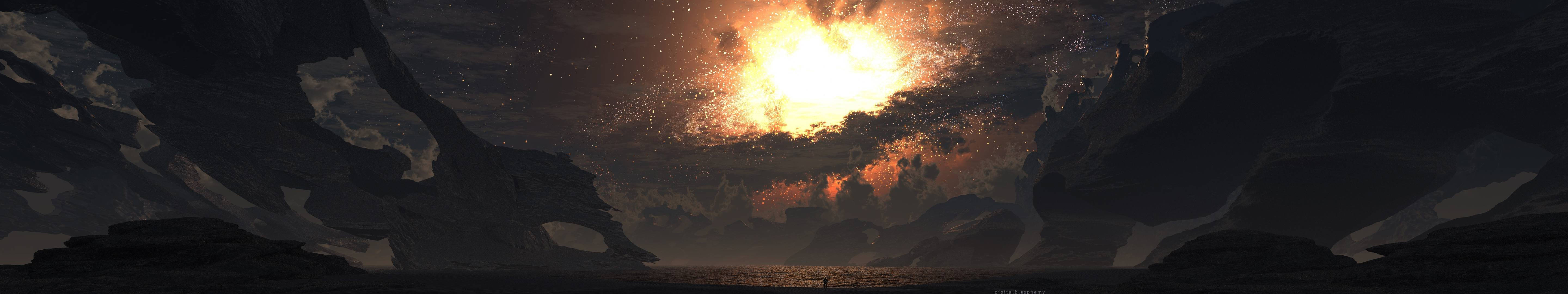 Dark Sky Explosion Background