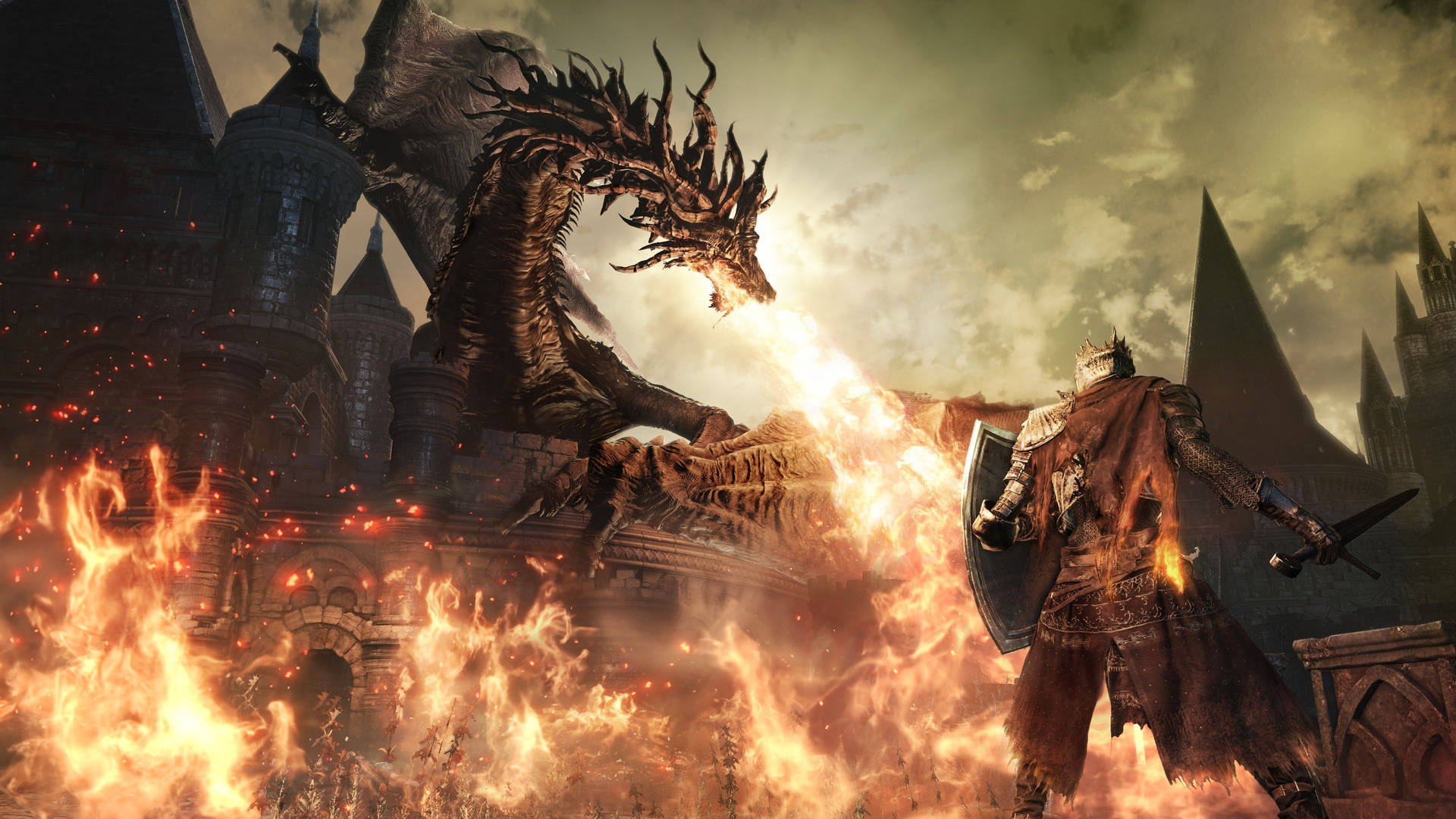 Dark Souls 3 Fire Breathing Lothric Wyvern Background