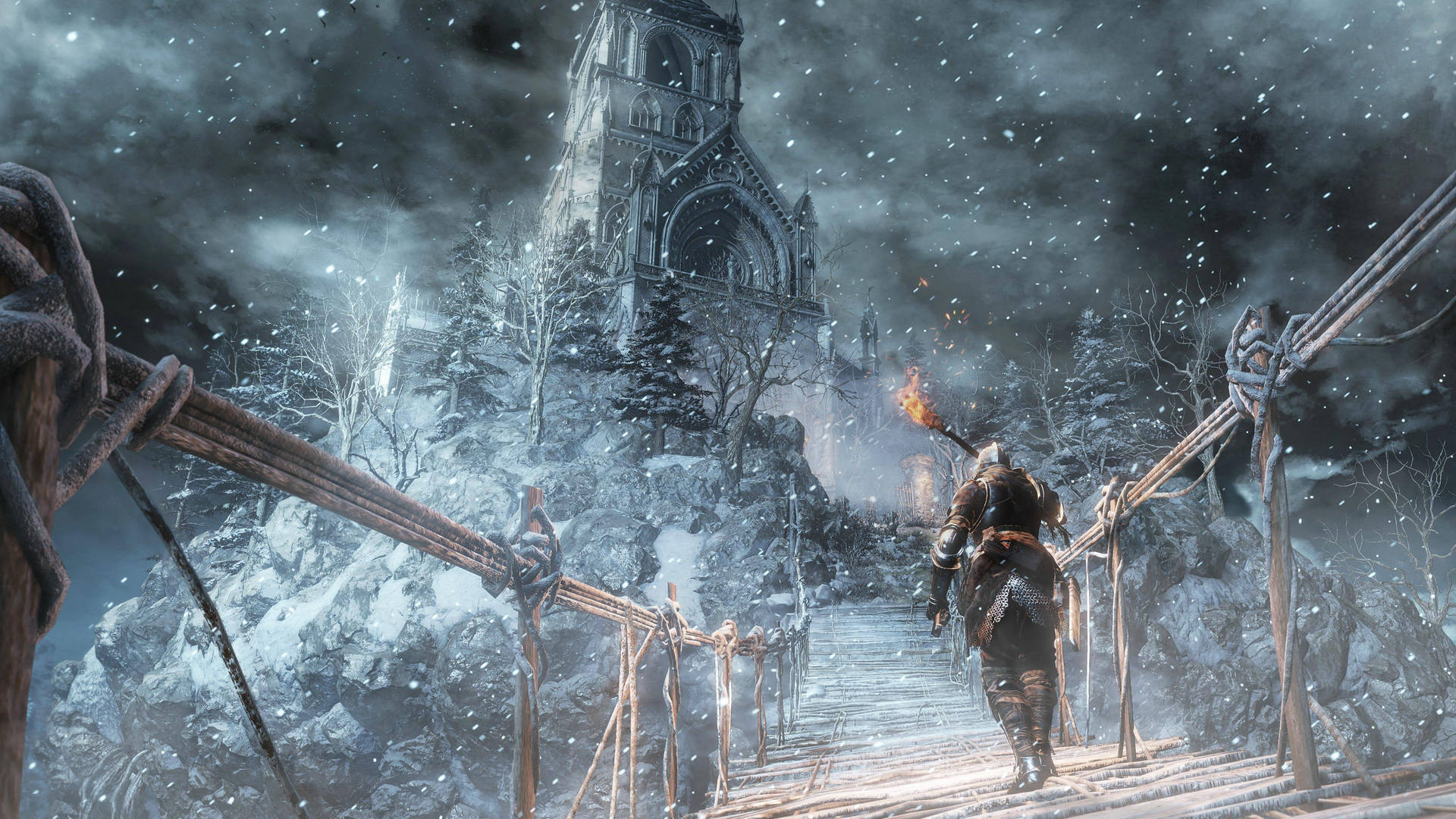 Dark Souls 4k Winter Bridge Background