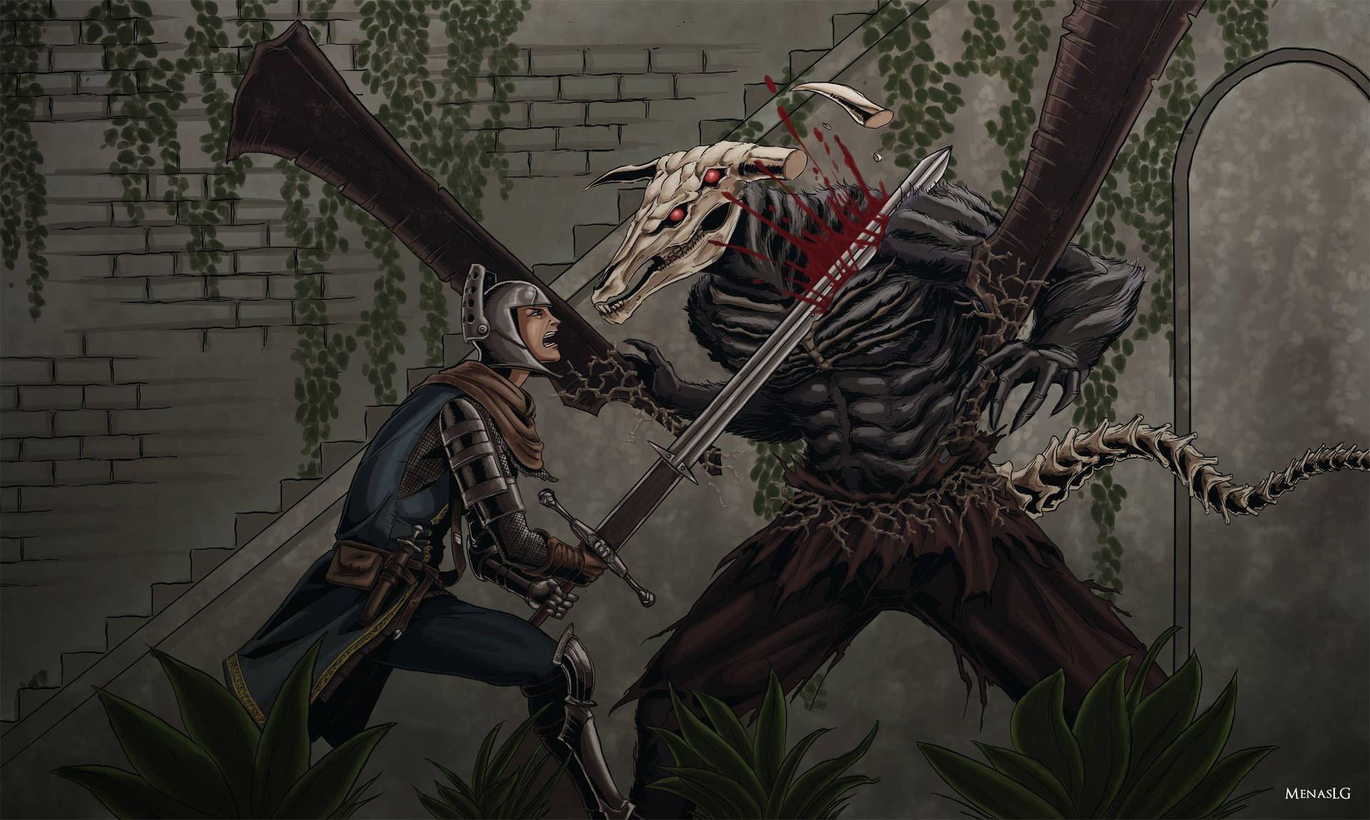 Dark Souls Capra Demon Animated Cover Background