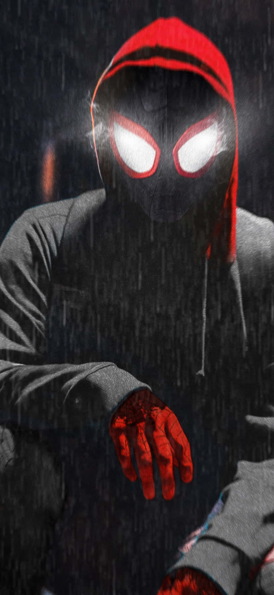 Dark Spider Man With Glowing Eyes Miles Morales Iphone Background