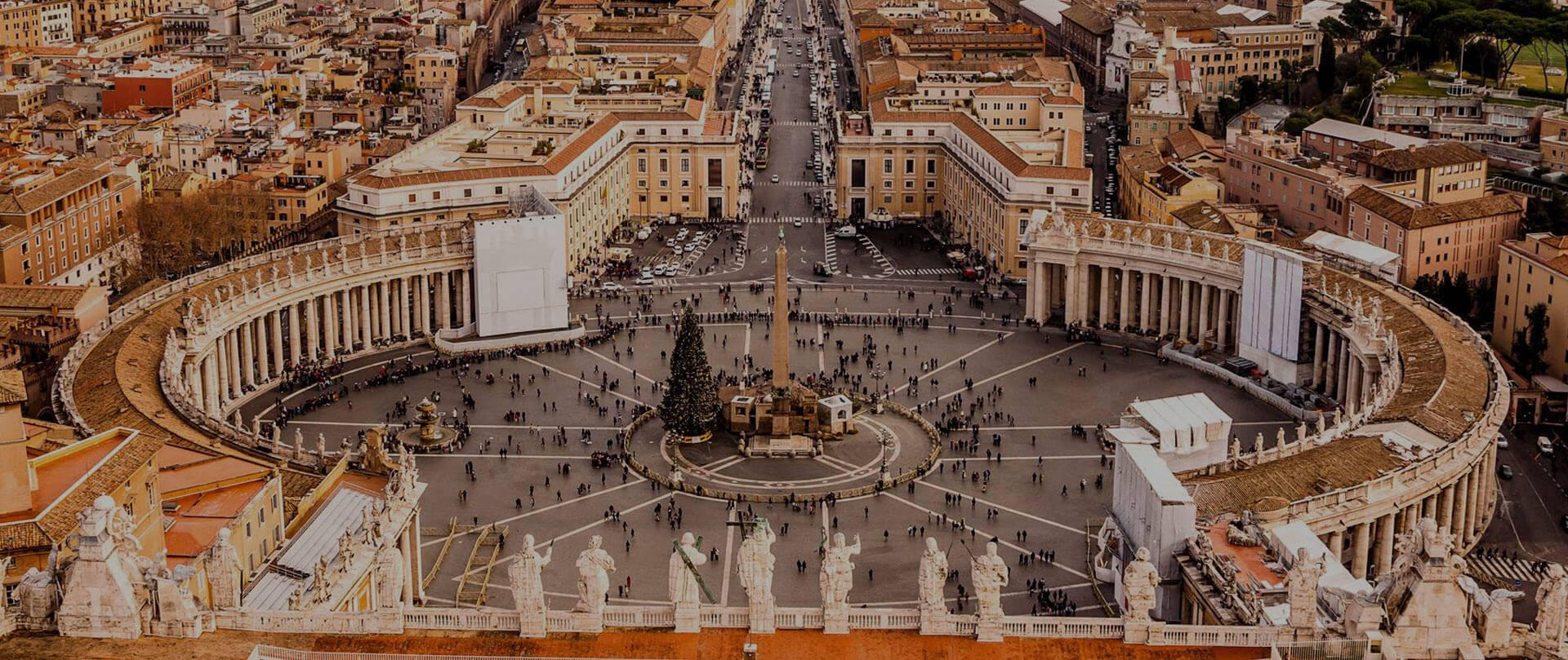 Dark St. Peter's Square In Vatican Background