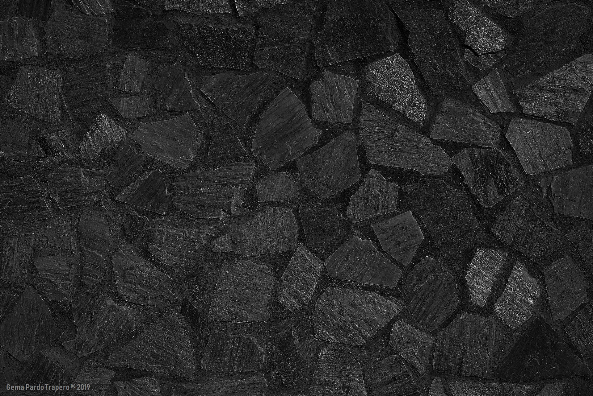Dark Stone Wall Mosaic Black Pattern Background