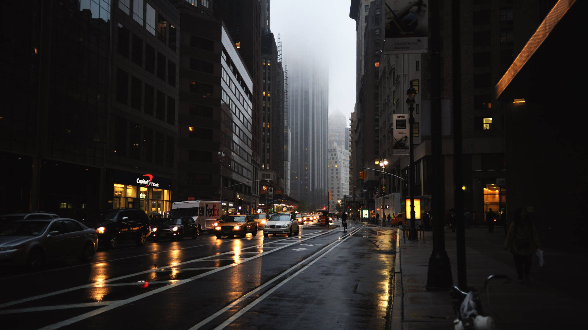 Dark Street New York Computer Background