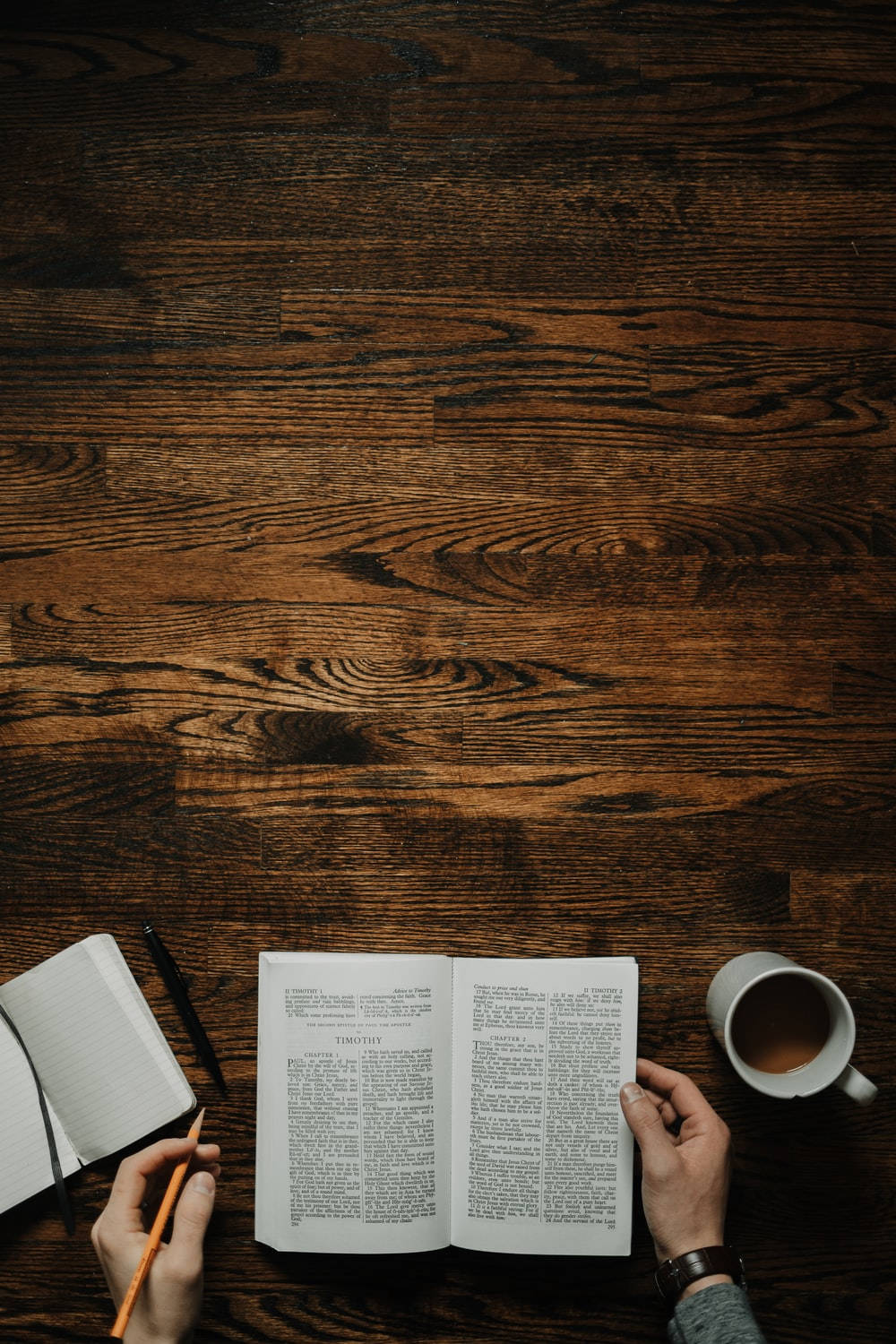 Dark Study Aesthetic Wooden Desk Background