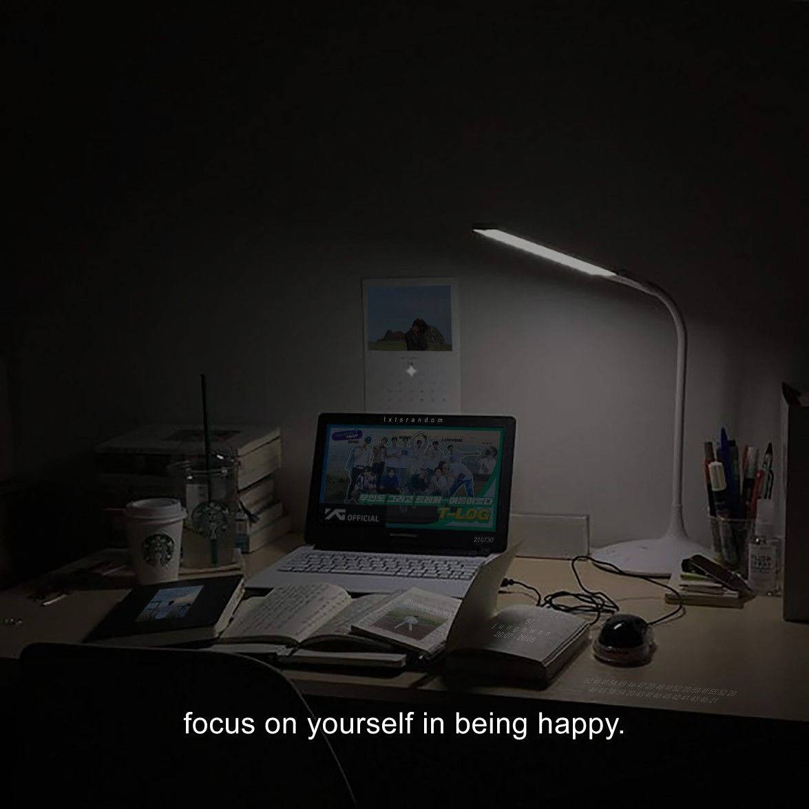 Dark Study Table With Quote Background