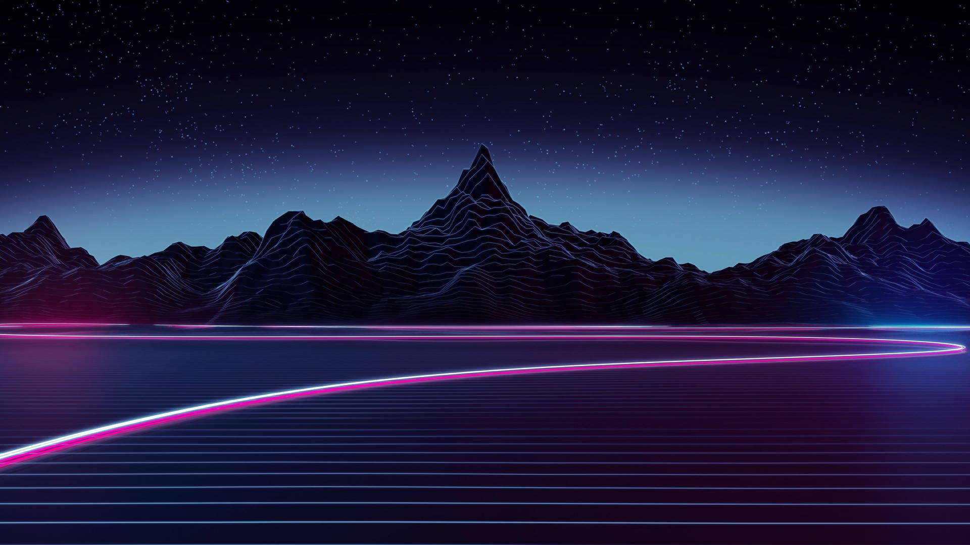 Dark Synthwave Mountains Background