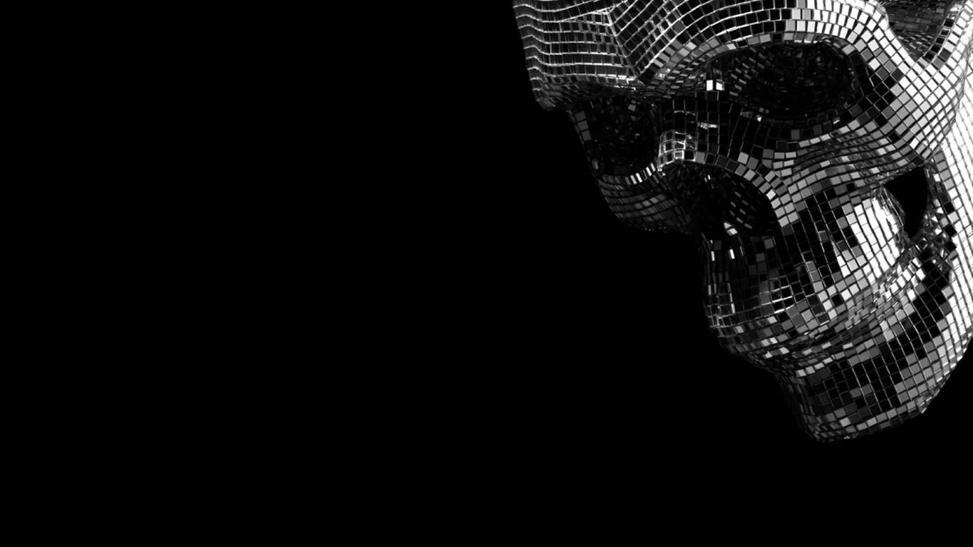 Dark Tech Dystopia: Exploring Black Mirror Through Skull Art Background