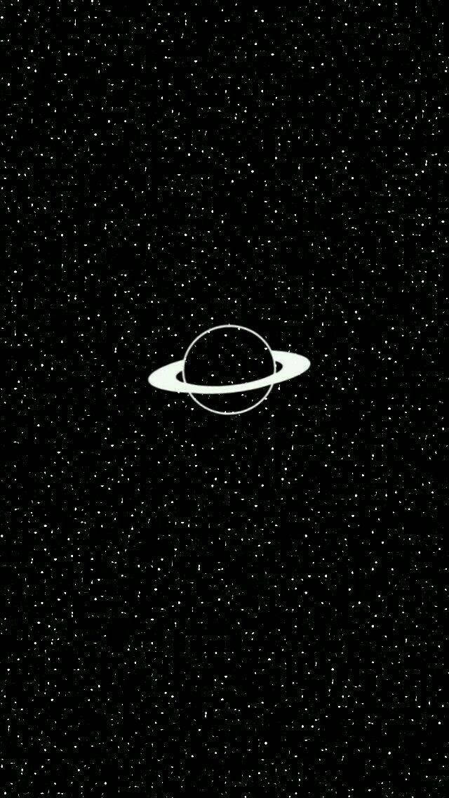 Dark Theme Minimalist Saturn Planet Background