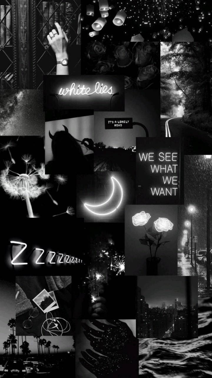 Dark Theme Photo Collage Monochrome Background
