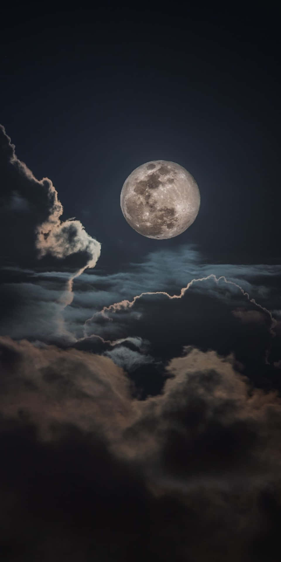 Dark Thick Clouds Night Sky Moon Background