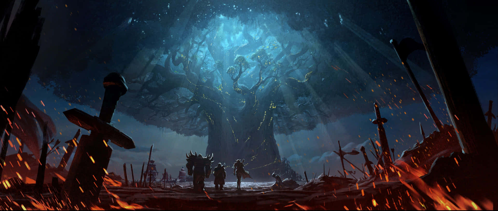 Dark Tree In Warcraft 2 Background