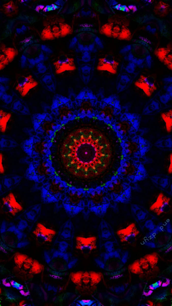 Dark Trippy Red And Blue Circles Background
